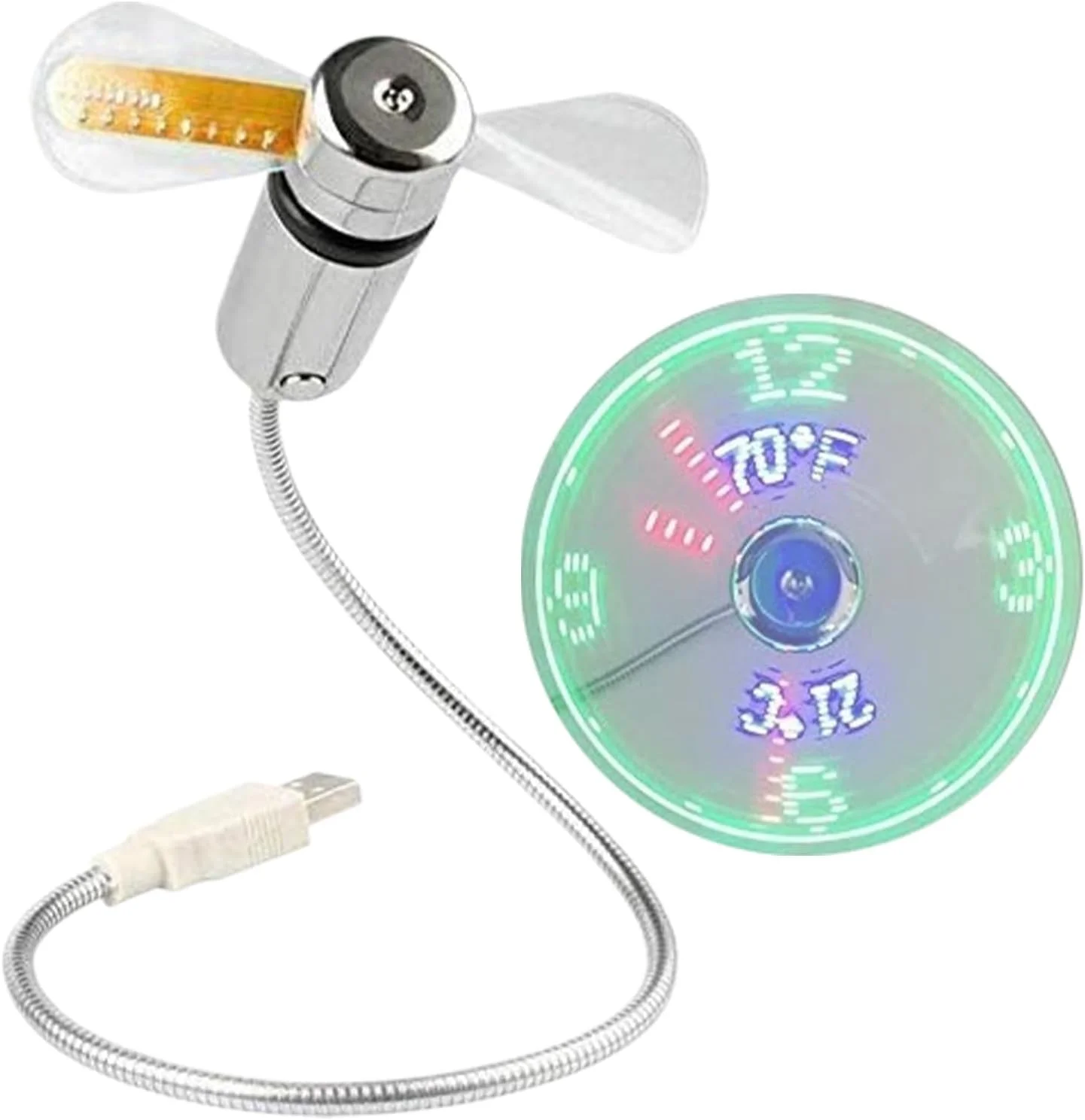 فن خنک کننده USB | فن USB با نمایشگر دمای ساعت | لوازم الکترونیکی بی صدا با زوایای قابل تنظیم، کولر هوای تاشو برای خوابگاه مدرسه، مسافرت، رفت و آمد، اتاق خواب