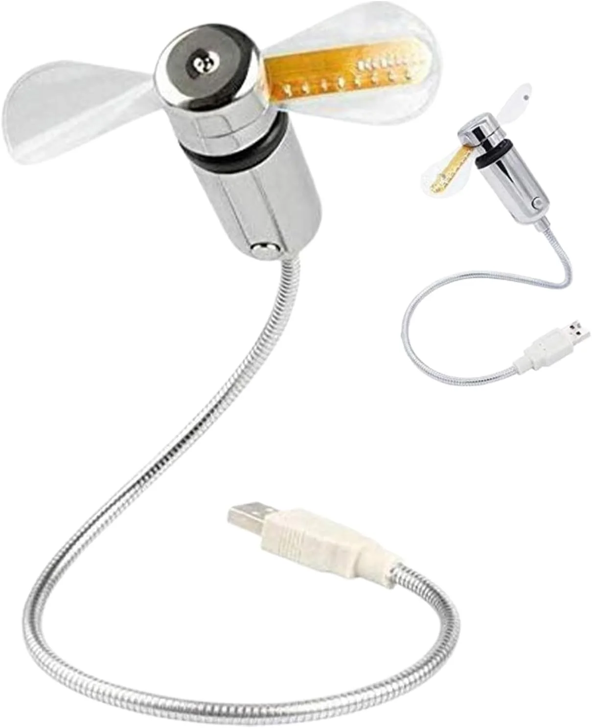 پنکه قابل حمل - پنکه خنک کننده USB با نمایشگر ساعت - خنک کننده هوا با گردن غازی با زوایای قابل تنظیم، الکترونیک بی صدا برای خوابگاه، مدرسه، اتاق خواب دانشجویان