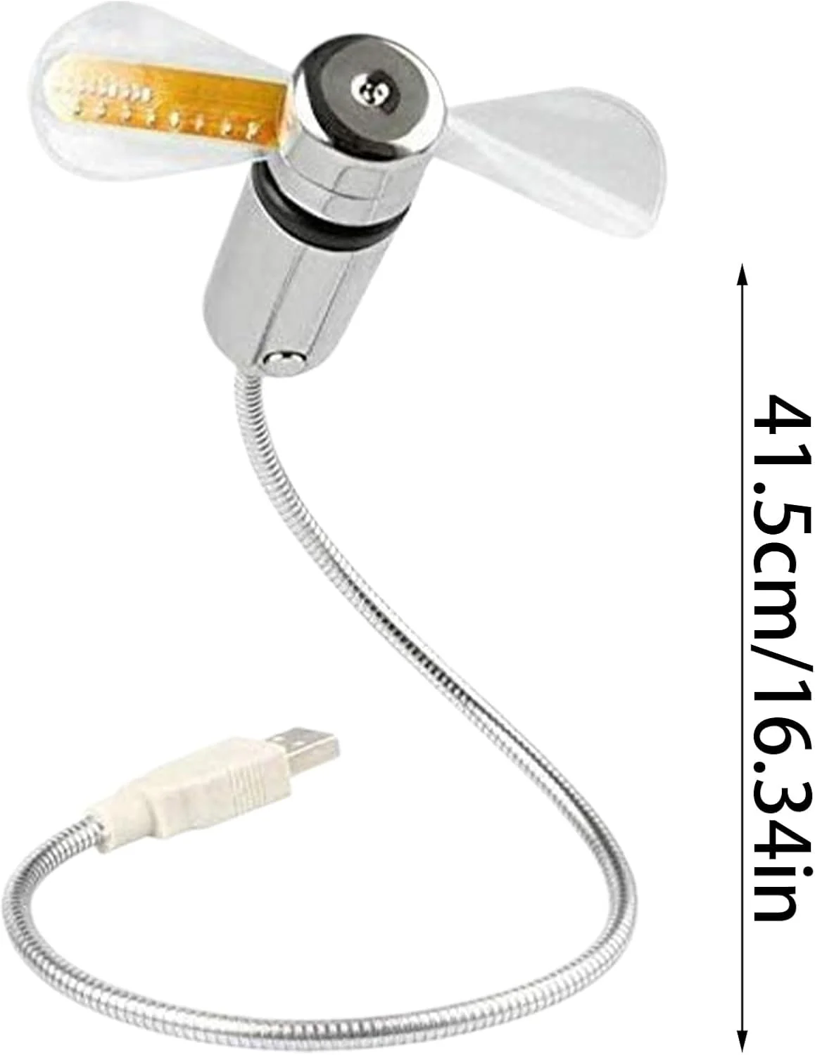 فن خنک کننده USB kinrguiyuez، فن نمایشگر دما و ساعت رومیزی | خنک کننده هوا با گردن غازی قابل تنظیم، الکترونیک بی صدا برای خوابگاه، مدرسه، اتاق خواب دانشجویان