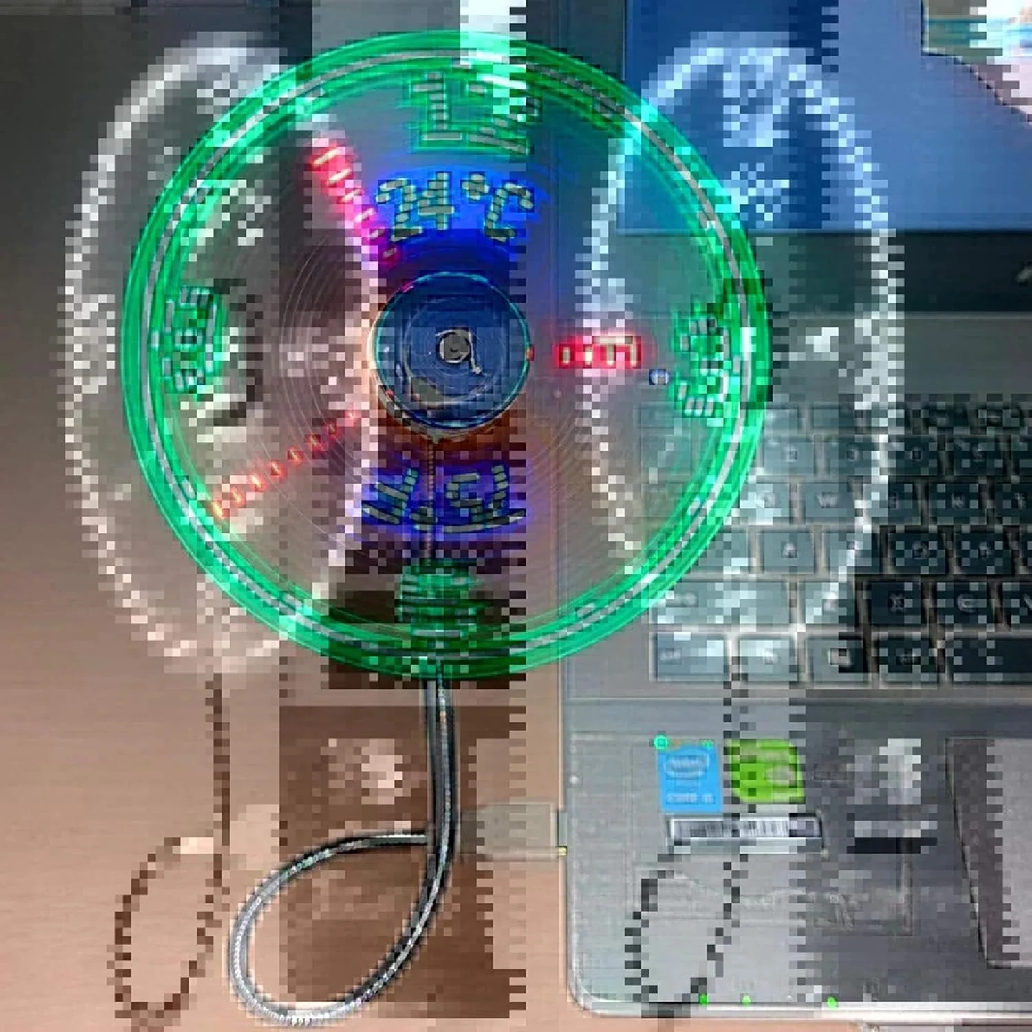 فن خنک کننده USB kinrguiyuez، فن نمایشگر دما و ساعت رومیزی | خنک کننده هوا با گردن غازی قابل تنظیم، الکترونیک بی صدا برای خوابگاه، مدرسه، اتاق خواب دانشجویان