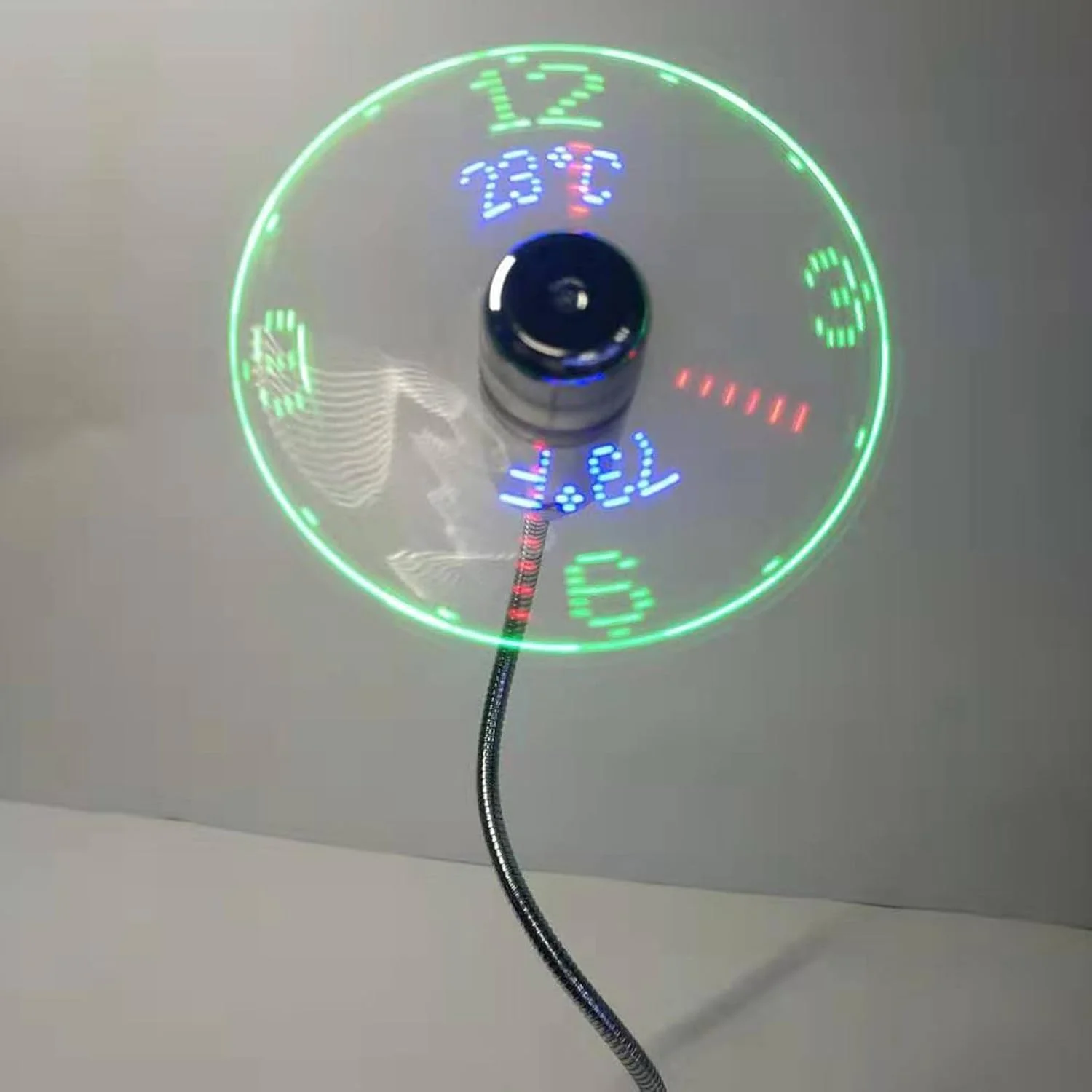 فن خنک کننده USB kinrguiyuez، فن نمایشگر دما و ساعت رومیزی | خنک کننده هوا با گردن غازی قابل تنظیم، الکترونیک بی صدا برای خوابگاه، مدرسه، اتاق خواب دانشجویان