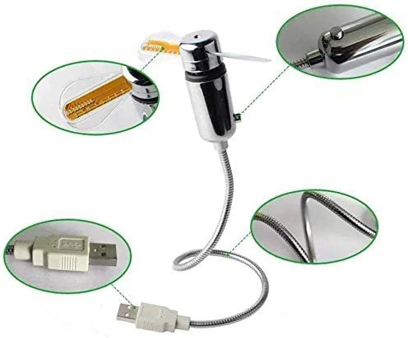 فن خنک کننده USB kinrguiyuez، فن نمایشگر دما و ساعت رومیزی | خنک کننده هوا با گردن غازی قابل تنظیم، الکترونیک بی صدا برای خوابگاه، مدرسه، اتاق خواب دانشجویان