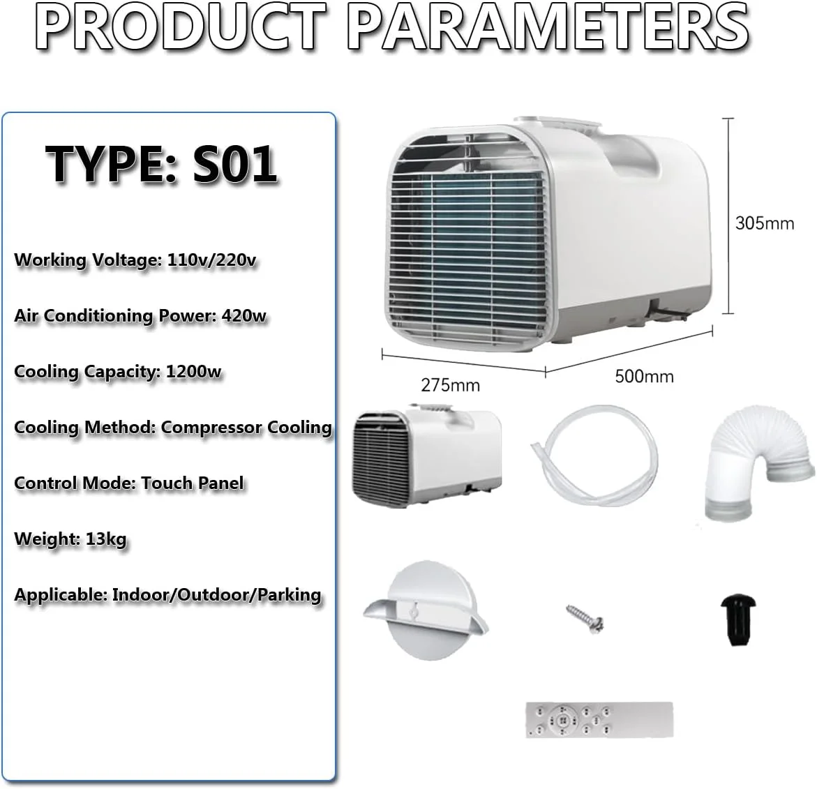 کولر گازی قابل حمل چادر CNAOHGHN با ظرفیت 4079btu/4777btu، خنک کننده، 110v/220v/12v/24v DC، قابل تنظیم از 16-32 درجه سانتیگراد، رطوبت زدایی، 5-10 متر مربع برای RV