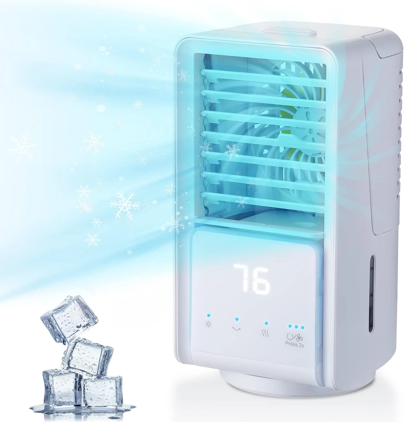 فن خنک کننده مینی کولر گازی Firelex با 3 سرعت باد/2 حالت مه یخی، فن کولر هوای قابل حمل قابل شارژ 4000 میلی آمپر ساعتی با مخزن 700 میلی لیتری، فن رومیزی چند منظوره برای خانه، مسافرت، دفتر