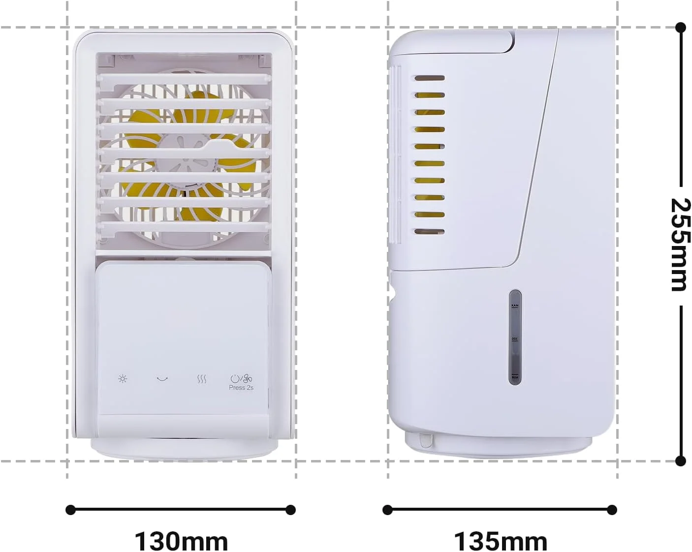 فن خنک کننده مینی کولر گازی Firelex با 3 سرعت باد/2 حالت مه یخی، فن کولر هوای قابل حمل قابل شارژ 4000 میلی آمپر ساعتی با مخزن 700 میلی لیتری، فن رومیزی چند منظوره برای خانه، مسافرت، دفتر