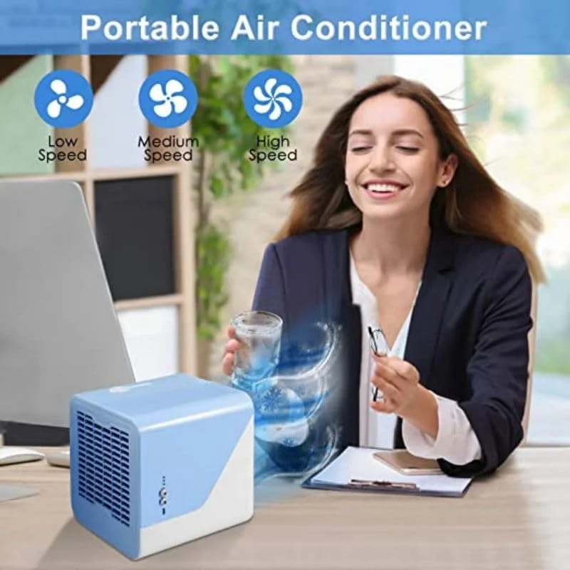 کولر گازی قابل حمل COOLBABY، فن خنک کننده شخصی، مخزن آب با ظرفیت بزرگ، فن رومیزی مینی کولر بی صدا برای خانه، اتاق خواب، مسافرت و دفتر [رتبه انرژی A] آبی، ZJJA31