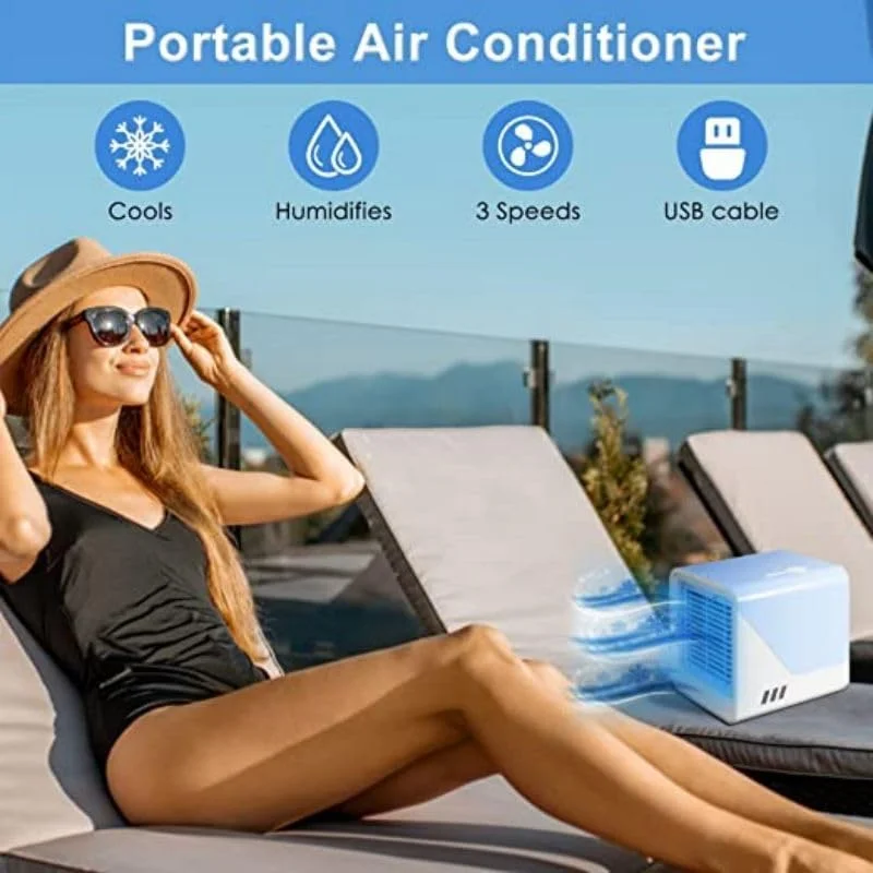 کولر گازی قابل حمل COOLBABY، فن خنک کننده شخصی، مخزن آب با ظرفیت بزرگ، فن رومیزی مینی کولر بی صدا برای خانه، اتاق خواب، مسافرت و دفتر [رتبه انرژی A] آبی، ZJJA31