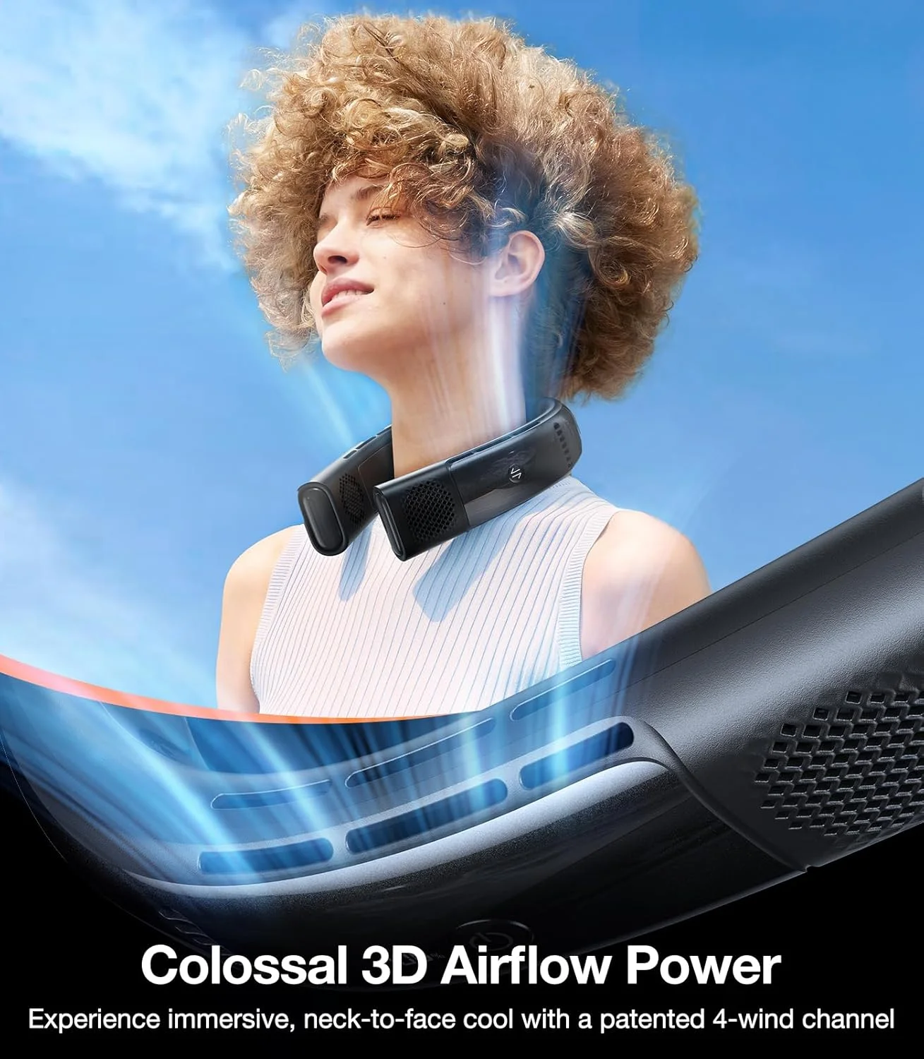 کولر گردنی Torras COOLIFY 2S، خنک کننده 30 درجه فارنهایت در 1 ثانیه، فن خنک کننده و گرم کننده قابل حمل با باد قوی، فن شخصی 3 سرعته، قابل شارژ با کنترل برنامه، مشکی ستاره ای