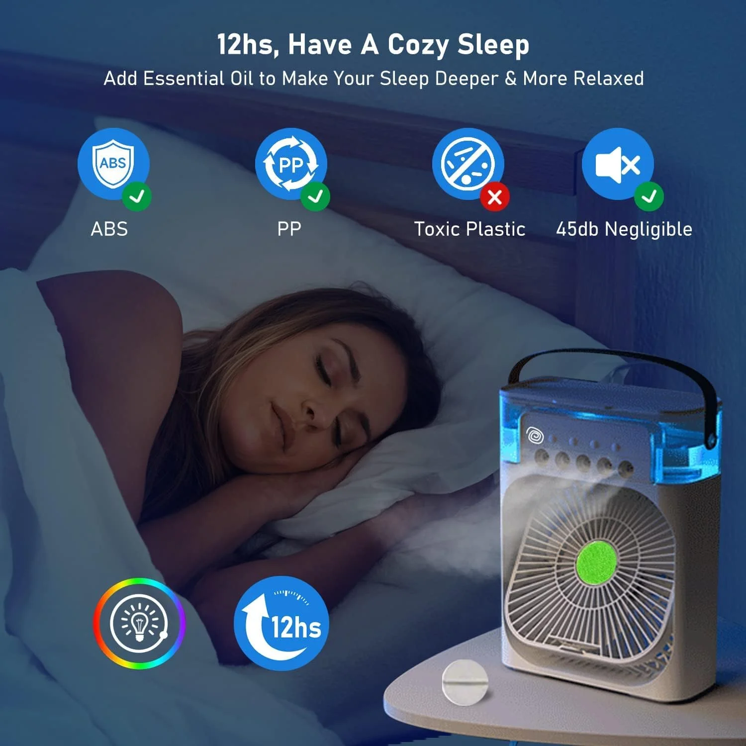 کولر گازی قابل حمل UNUSROOM، کولر تبخیری کوچک، کولر 700 میلی لیتری با 3 سرعت، کولر شخصی USB با 7 چراغ LED، فن خنک کننده AC تایمر 1-3 ساعته برای اتاق کار اداری منزل، سفید (LFJ) کولر گازی قابل حمل UNUSROOM، کولر تبخیری کوچک، کولر 700 میلی لیتری با 3 سرعت، کولر شخصی USB با 7 چراغ LED، فن خنک کننده AC تایمر 1-3 ساعته برای اتاق کار اداری منزل، سفید (LFJ)