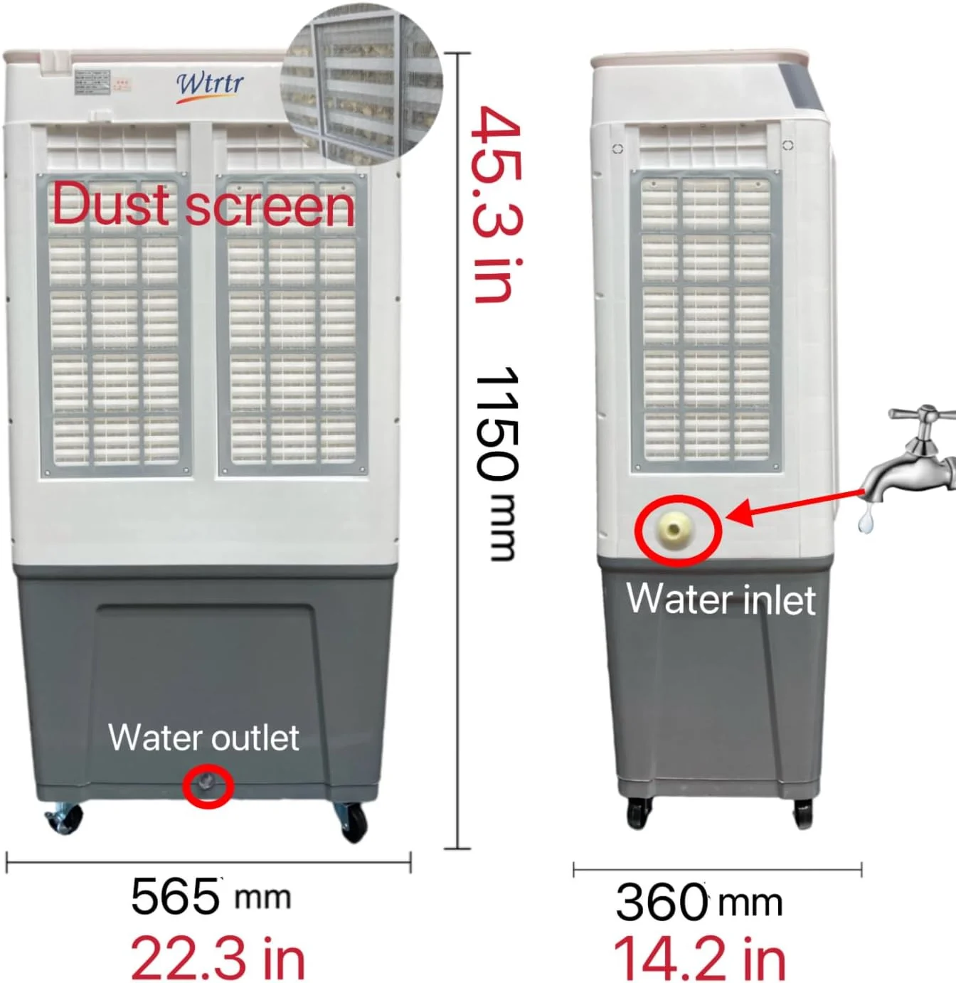 کولر آبی ریموت دار 60 لیتری Wtrtr، کولر گازی تبخیری 450 وات، فن (60 لیتر) کولر آبی ریموت دار 60 لیتری Wtrtr، کولر گازی تبخیری 450 وات، فن (60 لیتر)