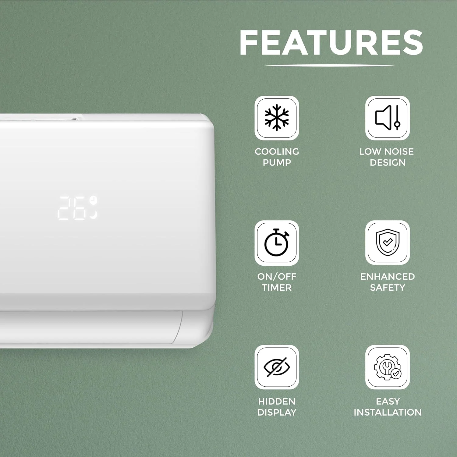 کولر گازی اسپلیت 1.5 تن SPJ، کولر 18000 BTU، مبرد سازگار با محیط زیست R410A، طراحی کم صدا، پمپ خنک کننده کارآمد، صرفه جویی در انرژی، ایده آل برای خانه و دفتر، سفید، 1 سال گارانتی کولر گازی اسپلیت 1.5 تن SPJ، کولر 18000 BTU، مبرد سازگار با محیط زیست R410A، طراحی کم صدا، پمپ خنک کننده کارآمد، صرفه جویی در انرژی، ایده آل برای خانه و دفتر، سفید، 1 سال گارانتی