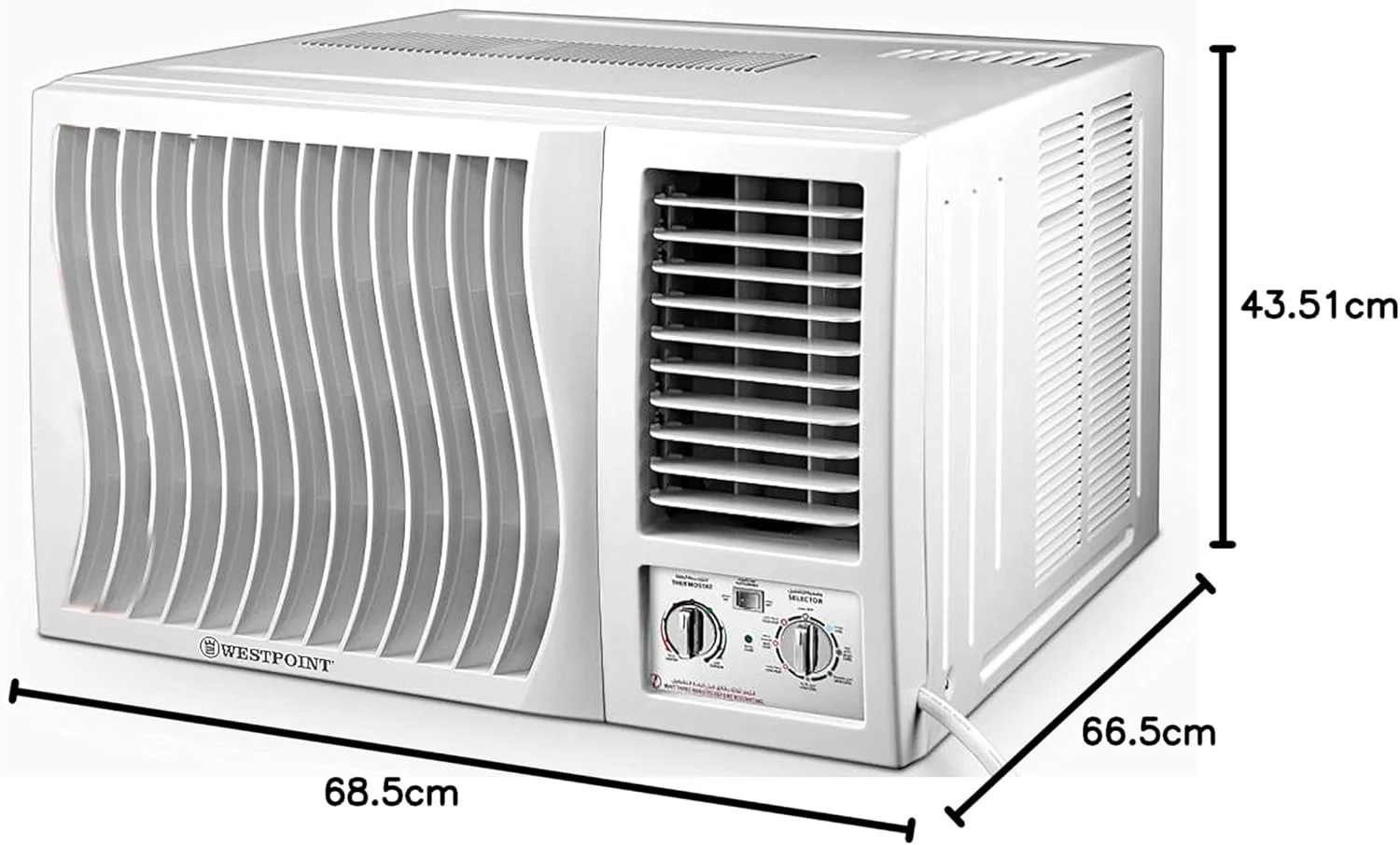 کولر گازی پنجره ای وست پوینت 24000BTU با کمپرسور روتاری T3 و گاز R410a به ظرفیت 2.0 تن با یک سال گارانتی مدل WWT-2419LTYH