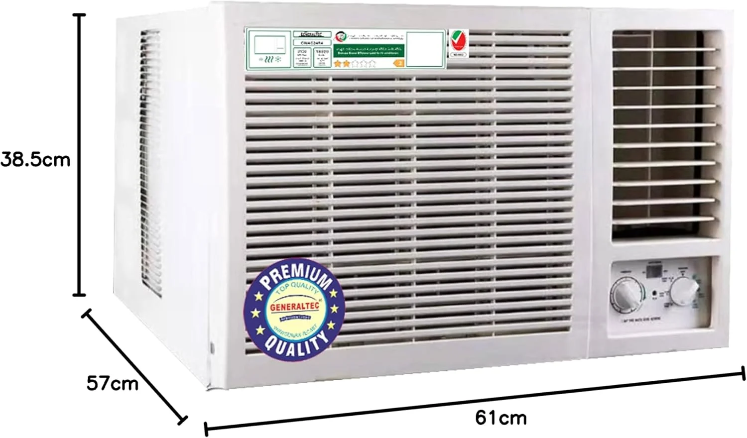 کولر گازی پنجره ای جنرالتک 1 تن با کمپرسور روتاری T3 و مبرد R410a، 1 سال گارانتی، 5 سال گارانتی کمپرسور | مدل-GWAC12T