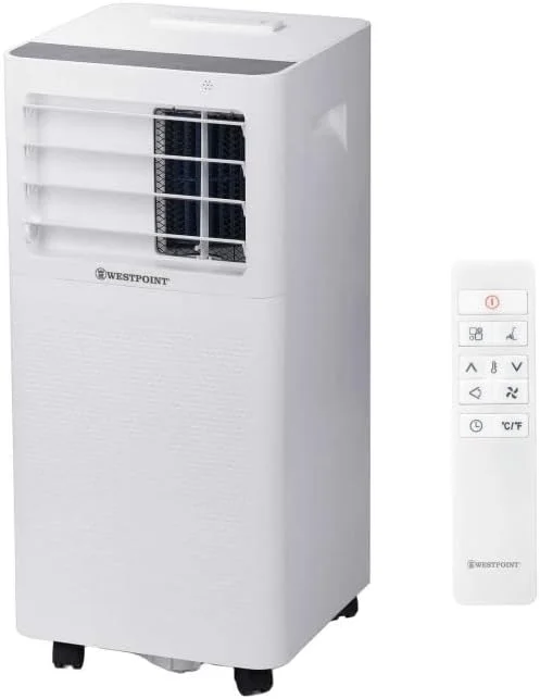 کولر گازی پرتابل وست پوینت 1 تن 12000 BTU - کولر گازی با خنک کننده سریع، رطوبت گیری، ریموت کنترل، تایمر 12 ساعته، پنل نمایشگر دیجیتال، کمپرسور روتاری با راندمان انرژی بالا، مدل WPT-1224LRC سفید