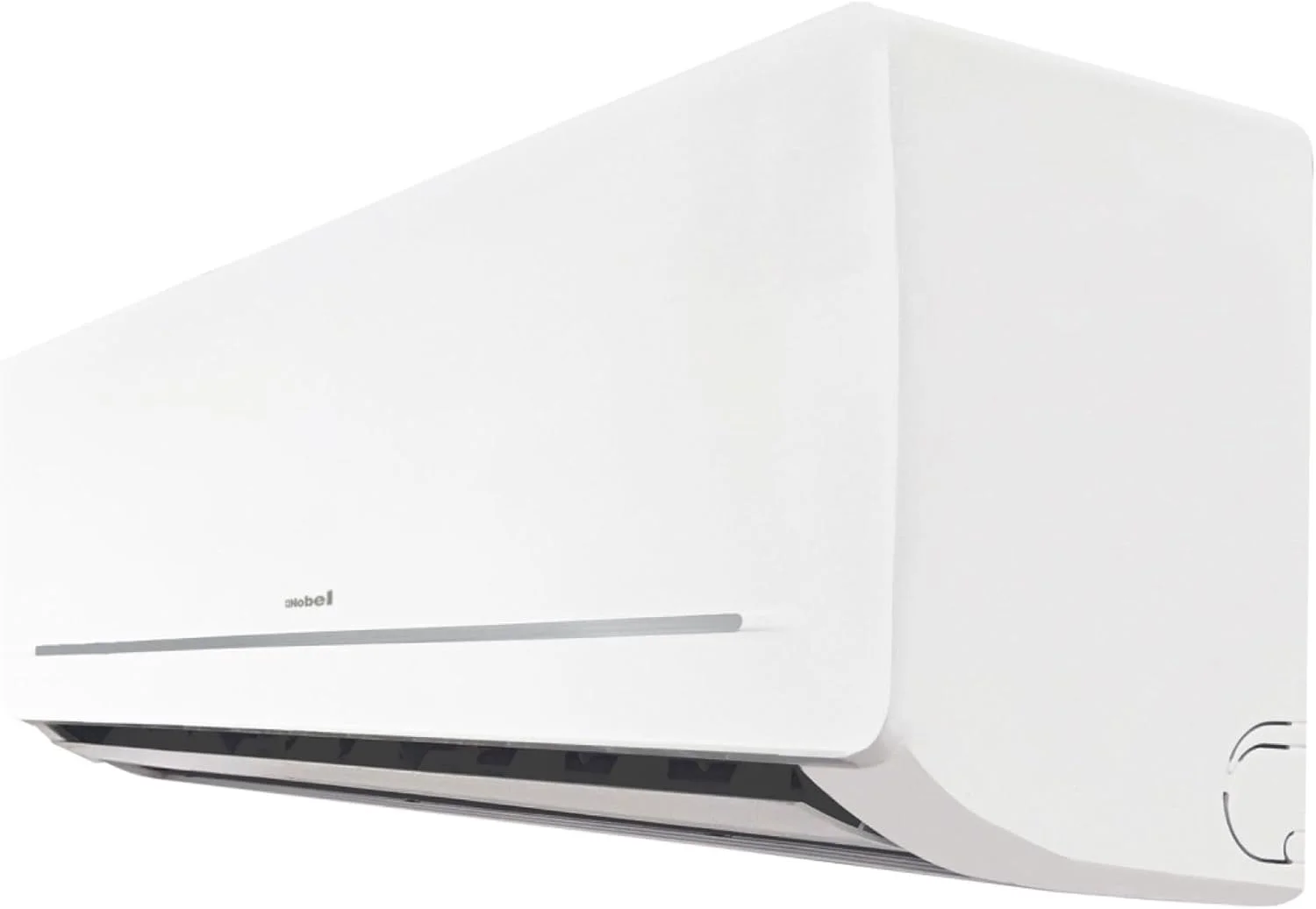 کولر گازی اسپلیت نوبل با ظرفیت 24000 BTU، فقط سرمایش، شرایط آب و هوایی T3، مبرد R410A، تمیز کردن خودکار، راه اندازی مجدد خودکار، عملکرد توربو، روتاری، پره طلایی، کنترل از راه دور NSAC24T3 سفید