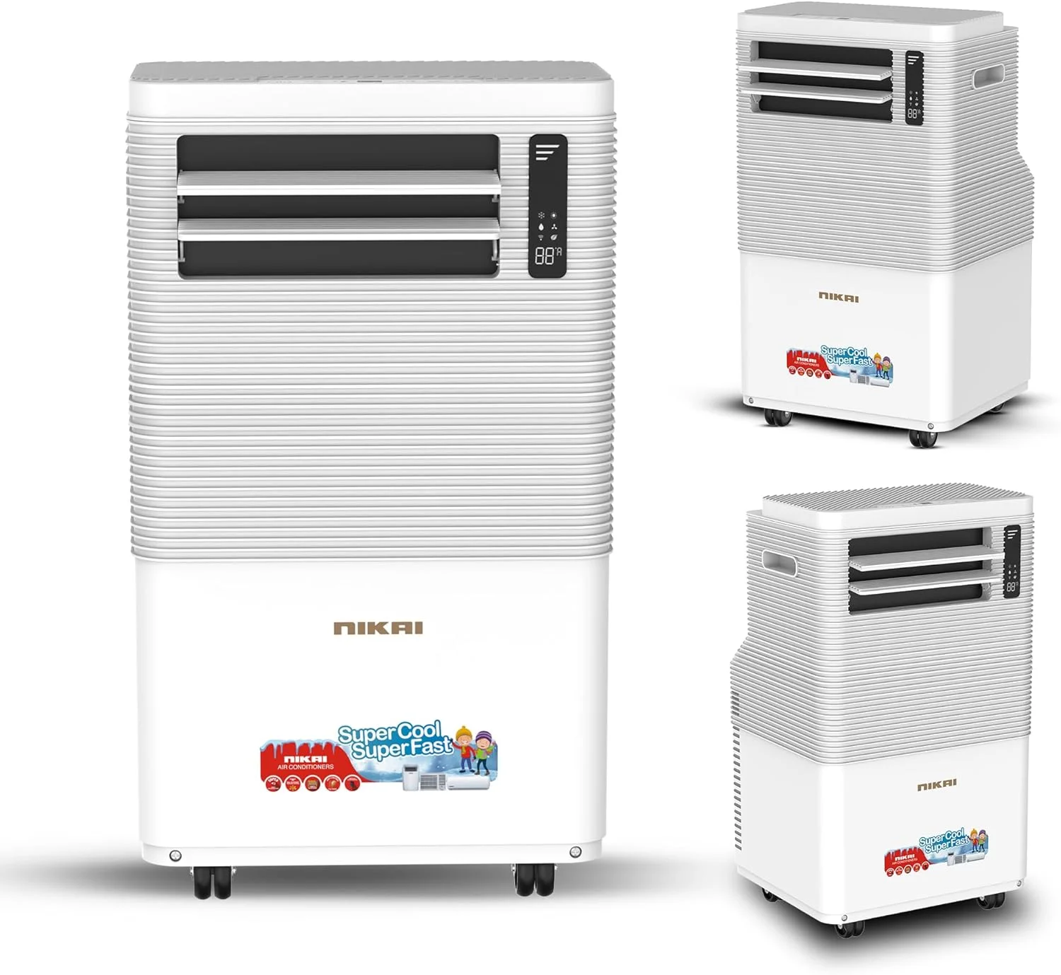 کولر گازی پرتابل نیکای 1.2 تن 12000 BTU با کنترل از راه دور، نمایشگر دیجیتال، 3 سرعت فن، صدای کم، سرمایش قدرتمند با گاز R410، کمپرسور روتاری، بهترین برای خانه و محل کار - NPAC15512A5