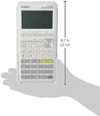 ماشین حساب نموداری کاسیو fx-9750GIII سفید (fx-9750GIII-WE)، نیاز به 4 عدد باتری قلمی (شامل). کوچک
