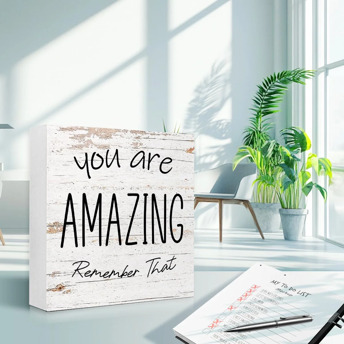 تابلو چوبی انگیزشی WUZYOU، دکور دیوار، "تو فوق العاده ای، این را به یاد داشته باش"، تزئینات انگیزشی برای میز، قفسه، خانه و دفتر کار