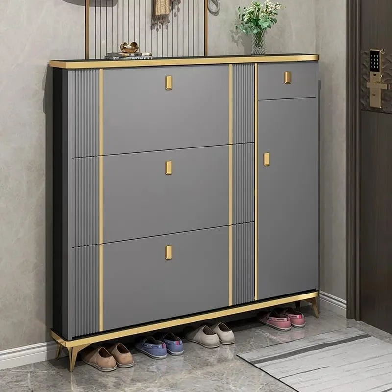 جاکفشی چوبی سی زیگون، کابینت کفش، سازمان دهنده کفش ورودی، قفسه ذخیره سازی چند منظوره، مبلمان اداری منزل ساخته شده از چوب، پایه چکمه (خاکستری، 120x120 سانتی متر)