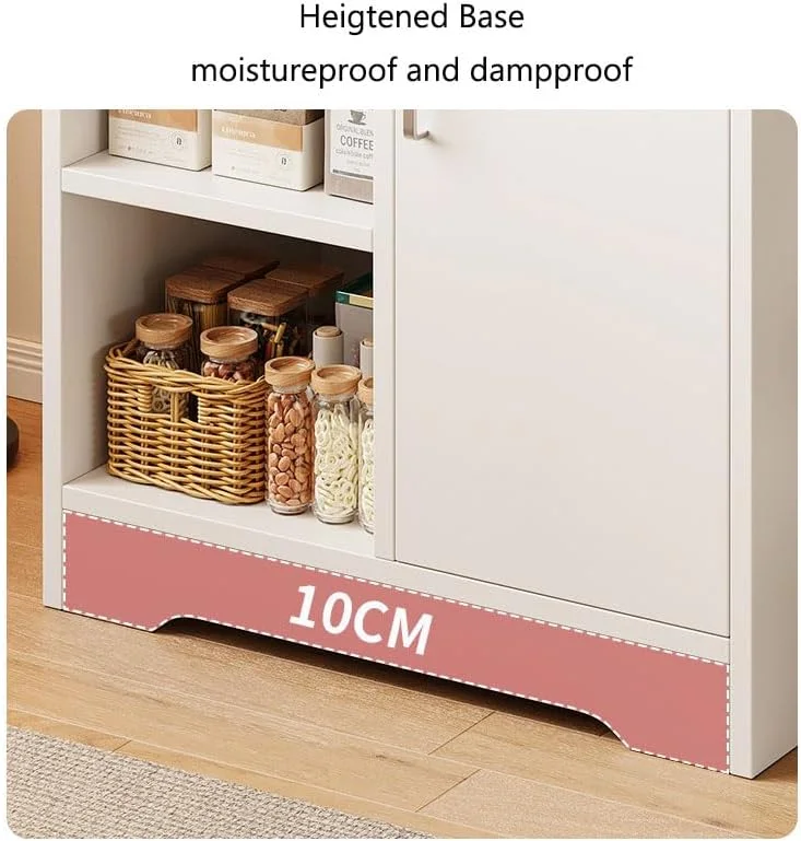 کابینت کوچک MDF بوفه چوبی با قفسه های باز و 1 درب کابینت برای اتاق نشیمن اتاق خواب 5 شبکه کمد ذخیره سازی برای دفتر کار خانگی کابینت آشپزخانه سفید مدرن برای اتاق انبار اتاق غذاخوری