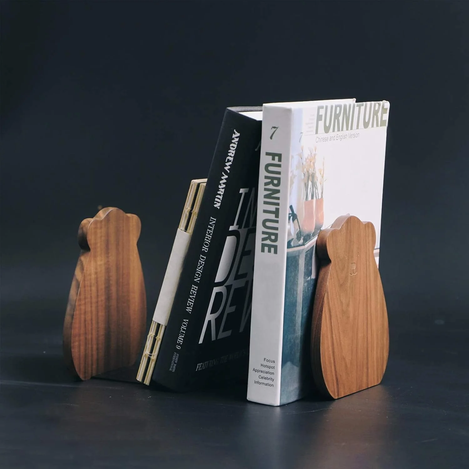 نگهدارنده کتاب چوبی تزویق برای قفسه، نگهدارنده کتاب تزئینی برای کودکان، نگهدارنده کتاب چوبی کارتونی برای دفتر/خانه/مدرسه (گردویی یک جفت)