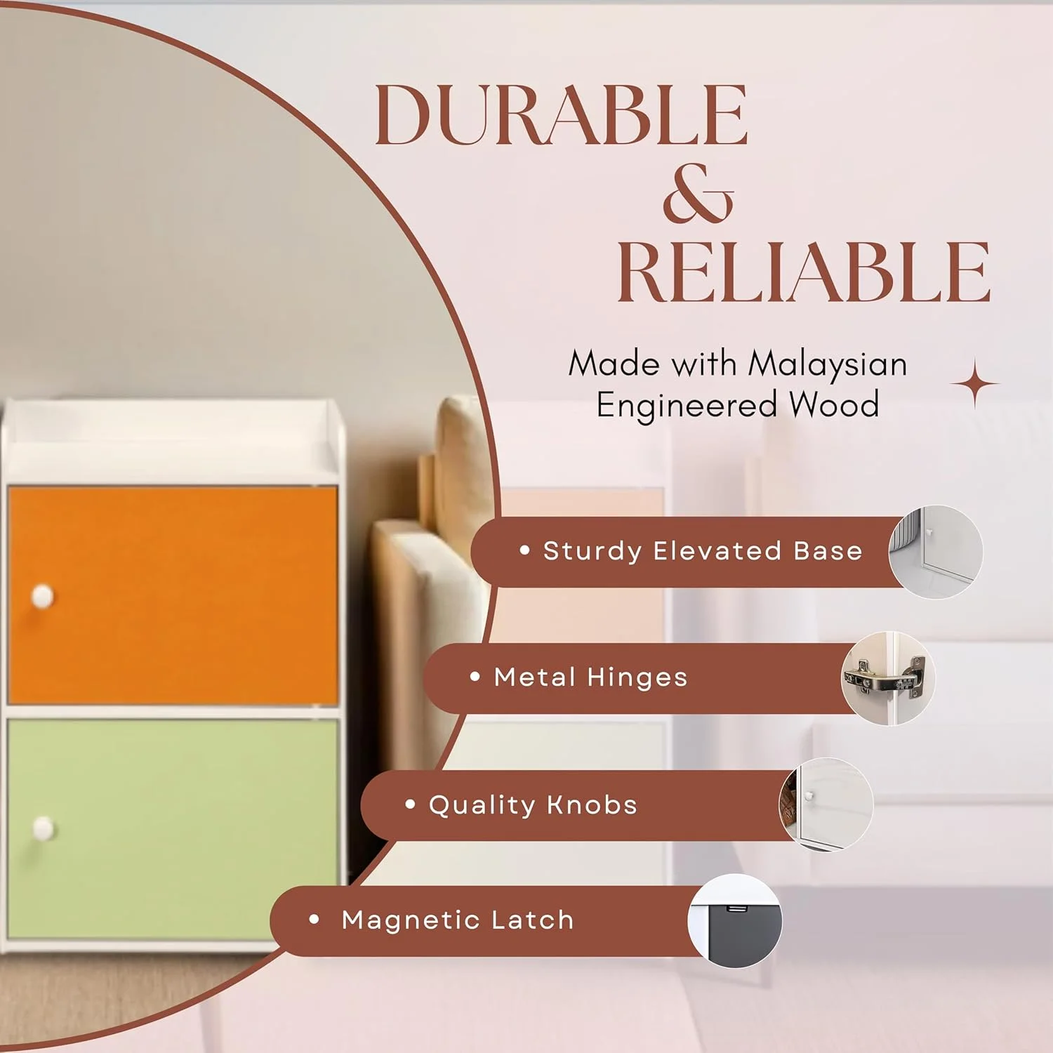 کابینت دو طبقه چند رنگ کودکانه WT-EASYCARE با در - قفسه ذخیره سازی چوبی مهندسی شده بادوام برای اتاق بازی و اتاق خواب - ایده آل برای نگهداری اسباب بازی، کتاب، صنایع دستی و لوازم ضروری کودک