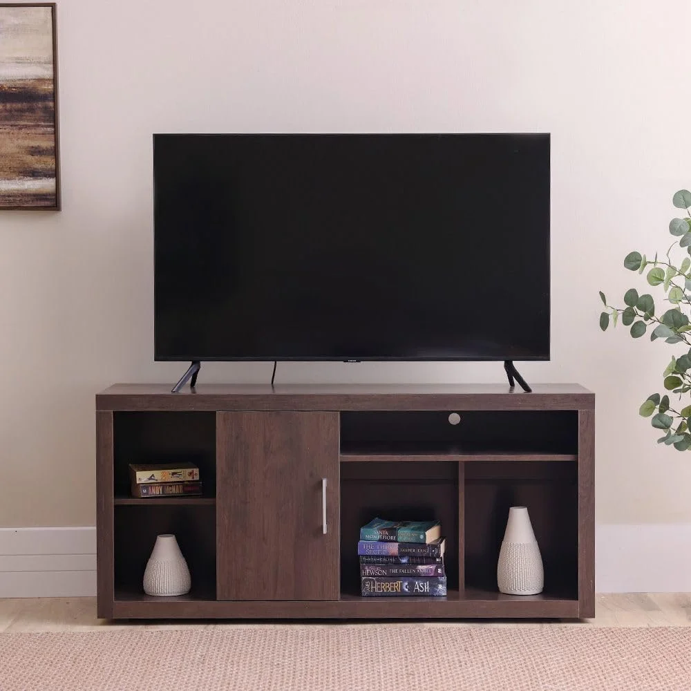 میز تلویزیون دنور Danube Home مناسب تلویزیون تا 55 اینچ | مبلمان واحد دیواری با طراحی مدرن و سرگرم کننده | پایه تلویزیون چوبی برای اتاق نشیمن | مرکز رسانه L136xW40xH64cm - روستیک