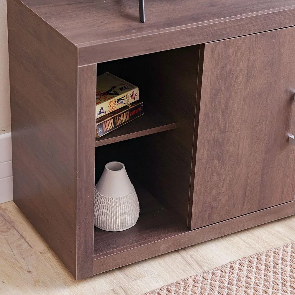 میز تلویزیون دنور Danube Home مناسب تلویزیون تا 55 اینچ | مبلمان واحد دیواری با طراحی مدرن و سرگرم کننده | پایه تلویزیون چوبی برای اتاق نشیمن | مرکز رسانه L136xW40xH64cm - روستیک