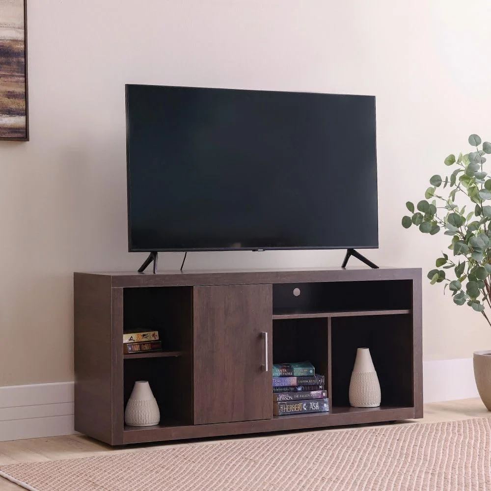میز تلویزیون دنور Danube Home مناسب تلویزیون تا 55 اینچ | مبلمان واحد دیواری با طراحی مدرن و سرگرم کننده | پایه تلویزیون چوبی برای اتاق نشیمن | مرکز رسانه L136xW40xH64cm - روستیک