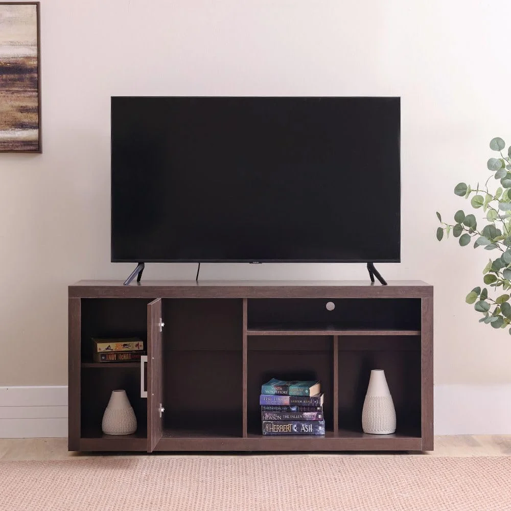 میز تلویزیون دنور Danube Home مناسب تلویزیون تا 55 اینچ | مبلمان واحد دیواری با طراحی مدرن و سرگرم کننده | پایه تلویزیون چوبی برای اتاق نشیمن | مرکز رسانه L136xW40xH64cm - روستیک