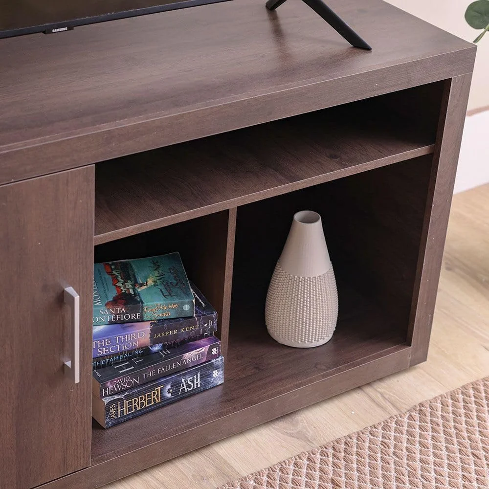 میز تلویزیون دنور Danube Home مناسب تلویزیون تا 55 اینچ | مبلمان واحد دیواری با طراحی مدرن و سرگرم کننده | پایه تلویزیون چوبی برای اتاق نشیمن | مرکز رسانه L136xW40xH64cm - روستیک