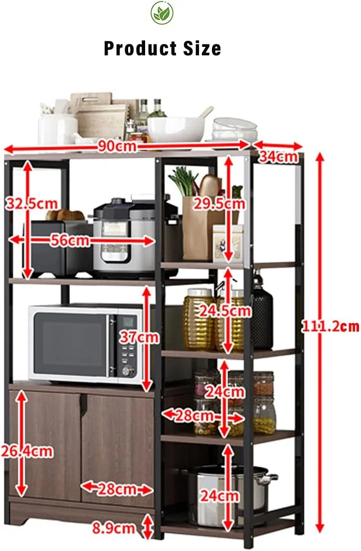 کابینت قهوه خوری ZUIHAO، کابینت ذخیره سازی آشپزخانه 4 طبقه با قفسه، پایه اجاق مایکروویو چند منظوره چوبی، قفسه های ذخیره سازی خانگی، بژ