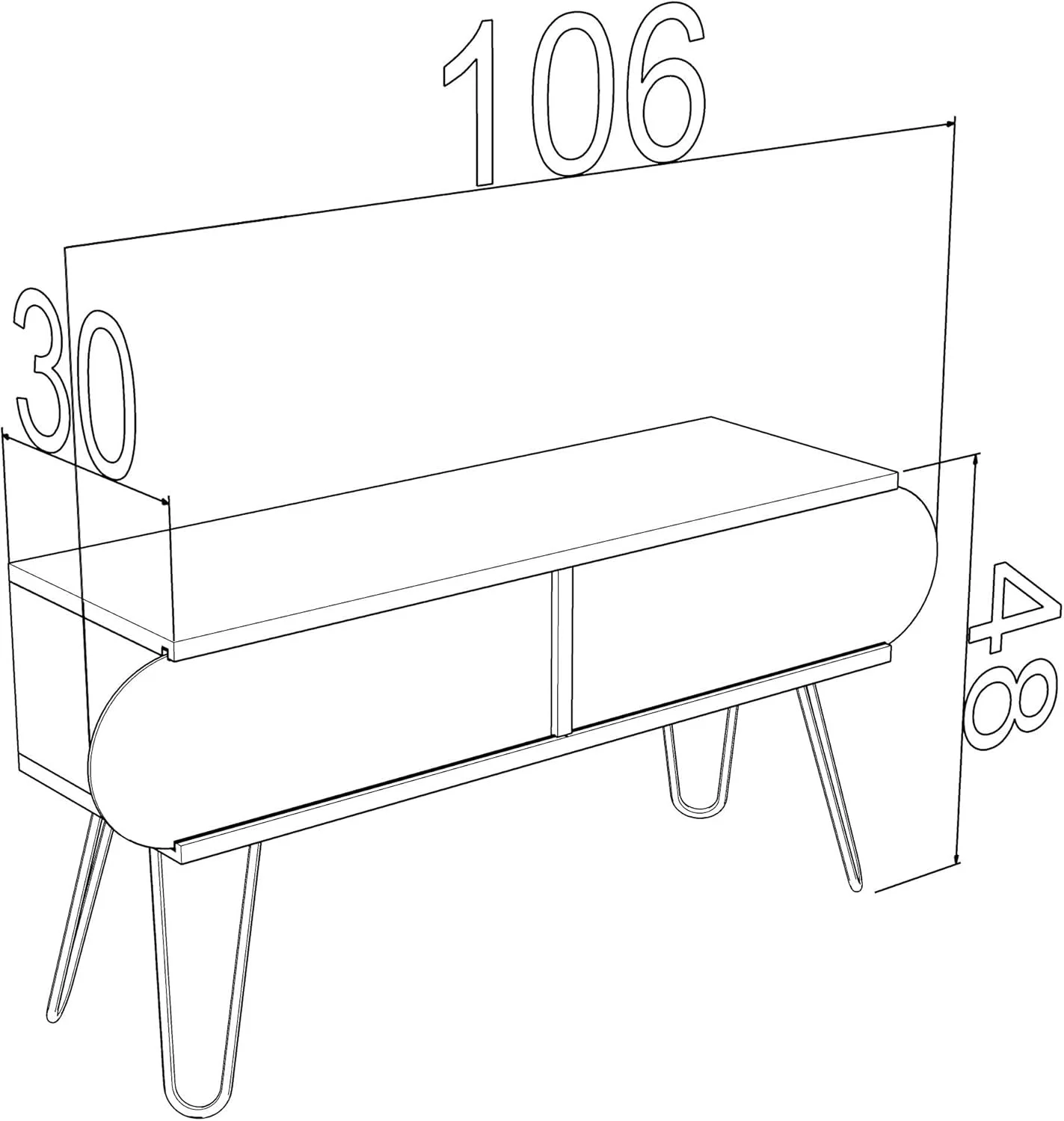 واحد دیواری قفسه تلویزیون درب کشویی متوسط HC Home Canvas Illia، سفید بلوطی، Mt190122