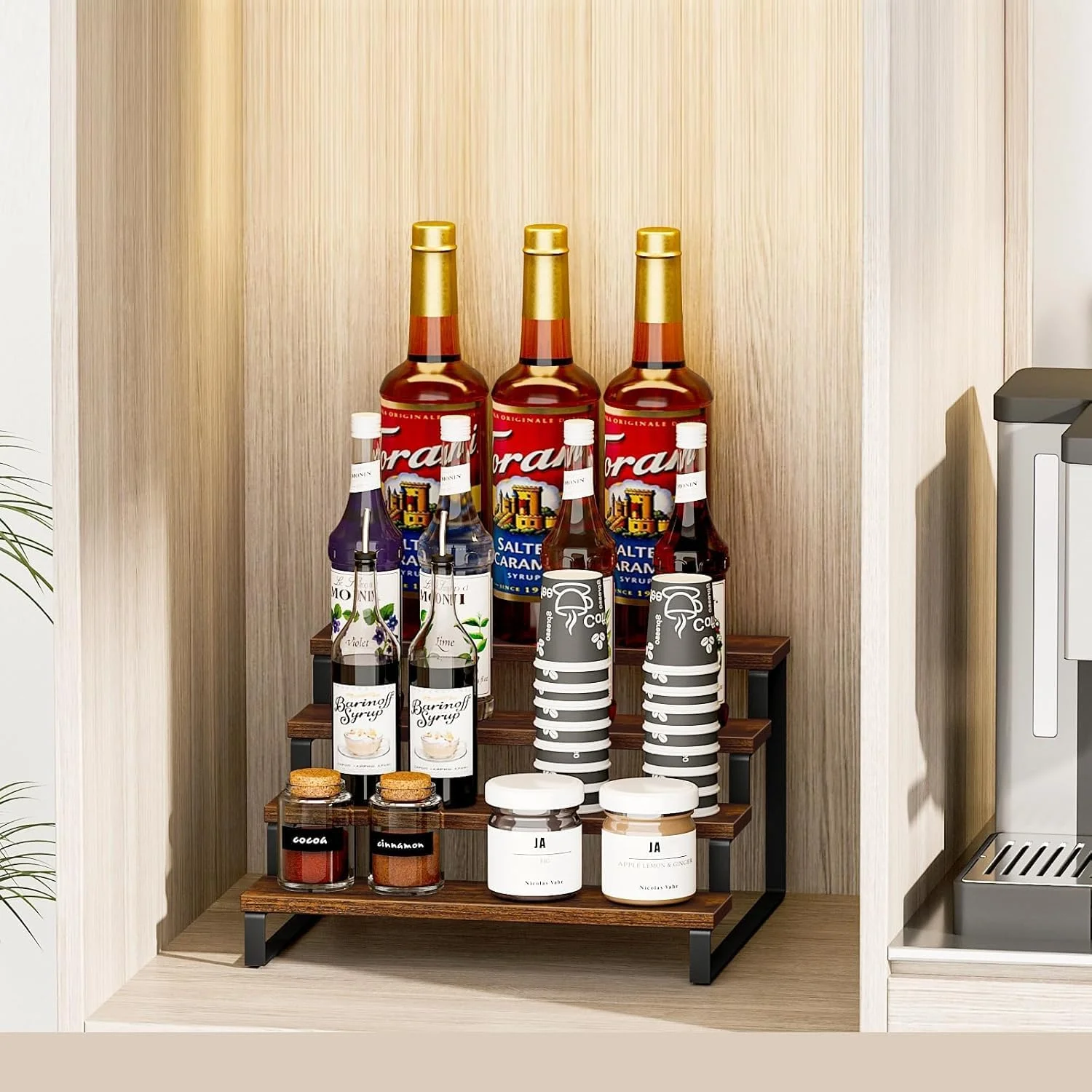 استند چوبی نمایشگر U-HOOME، استند 4 طبقه سازمان دهنده عطر، قفسه های نمایشگر سازگار با فیگورهای فانکو پاپ، کیک فنجانی، عطر، دسر، استند 4 طبقه کیک فنجانی قفسه های دسر برای مهمانی