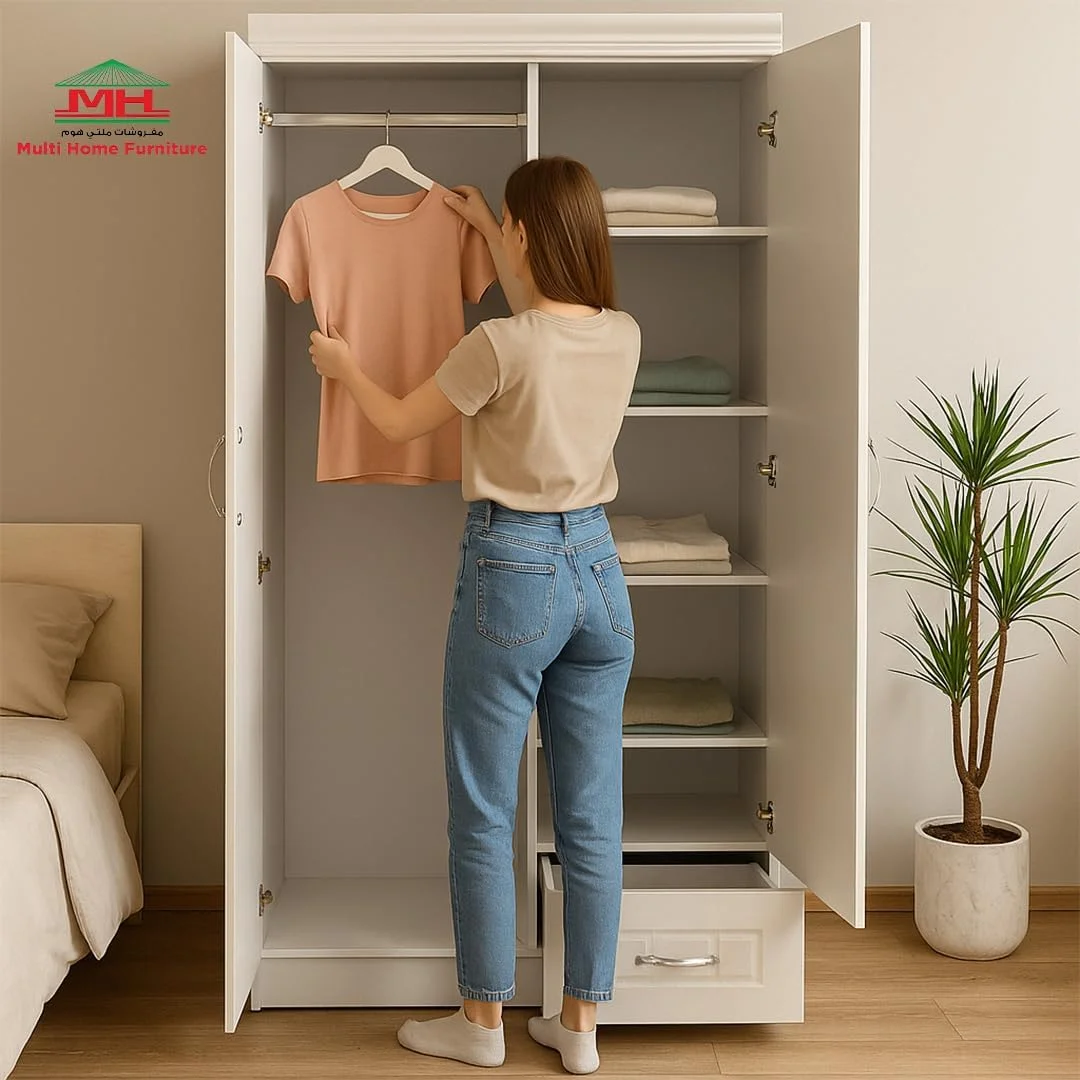 کمد لباس دو درب چوبی سفید چند منظوره با آینه و 1 کشو کابینت ذخیره سازی | کابینت المیرا برای لباس | کابینت کمد لباس با 4 قفسه | کمد شیک برای اتاق نشیمن و اتاق خواب کمد لباس دو درب چوبی سفید چند منظوره با آینه و 1 کشو کابینت ذخیره سازی | کابینت المیرا برای لباس | کابینت کمد لباس با 4 قفسه | کمد شیک برای اتاق نشیمن و اتاق خواب
