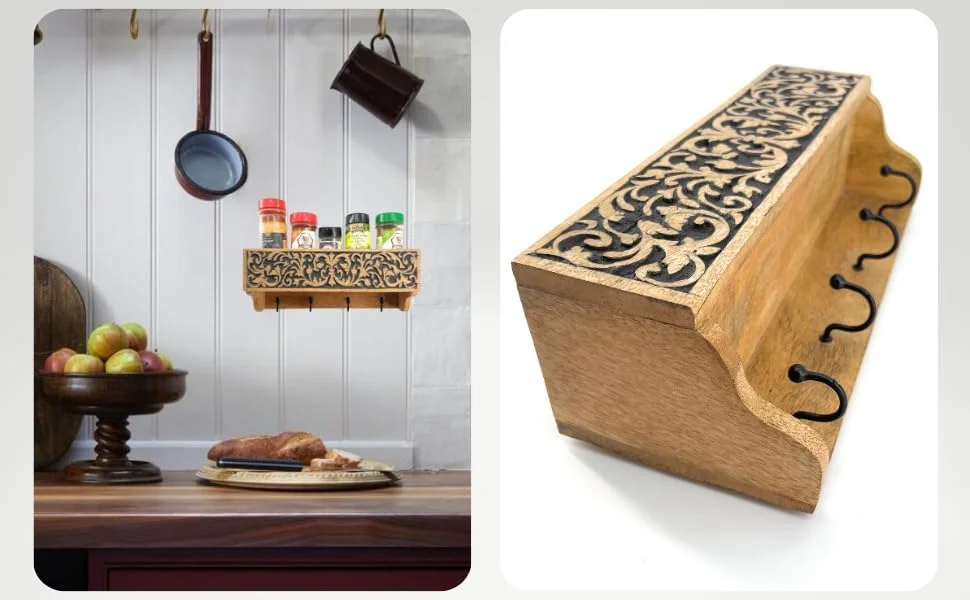 جا کلیدی دیواری چوبی Souq DESIGNS با 4 قلاب - چوب طبیعی با حکاکی مشکی، آویز کلید تزئینی برای دیوار، سازمان دهنده کلید ورودی، قفسه آشپزخانه، خانه و محل کار با قفسه جا کلیدی دیواری چوبی Souq DESIGNS با 4 قلاب - چوب طبیعی با حکاکی مشکی، آویز کلید تزئینی برای دیوار، سازمان دهنده کلید ورودی، قفسه آشپزخانه، خانه و محل کار با قفسه