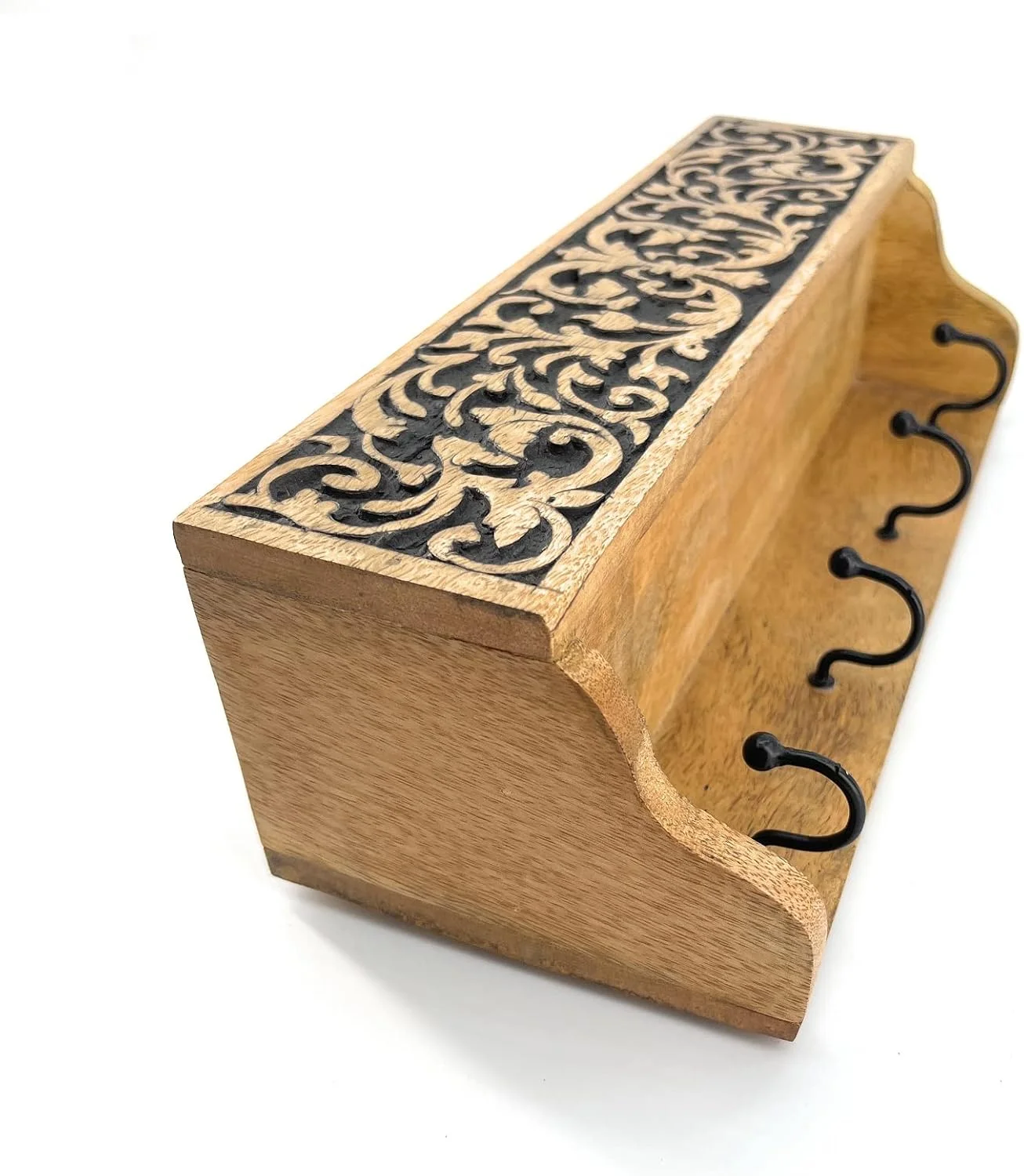 جا کلیدی دیواری چوبی Souq DESIGNS با 4 قلاب - چوب طبیعی با حکاکی مشکی، آویز کلید تزئینی برای دیوار، سازمان دهنده کلید ورودی، قفسه آشپزخانه، خانه و محل کار با قفسه جا کلیدی دیواری چوبی Souq DESIGNS با 4 قلاب - چوب طبیعی با حکاکی مشکی، آویز کلید تزئینی برای دیوار، سازمان دهنده کلید ورودی، قفسه آشپزخانه، خانه و محل کار با قفسه