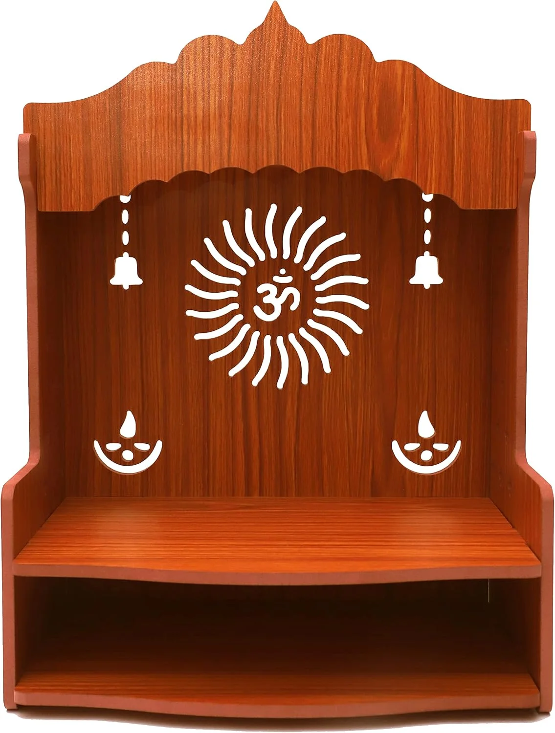 DIVOKAH® معبد چوبی MDF زیبا / معبد خانگی / پوجا مندیر (ضخامت تخته سه لایه 8 میلی متر) (D1 WDN OMBELL)
