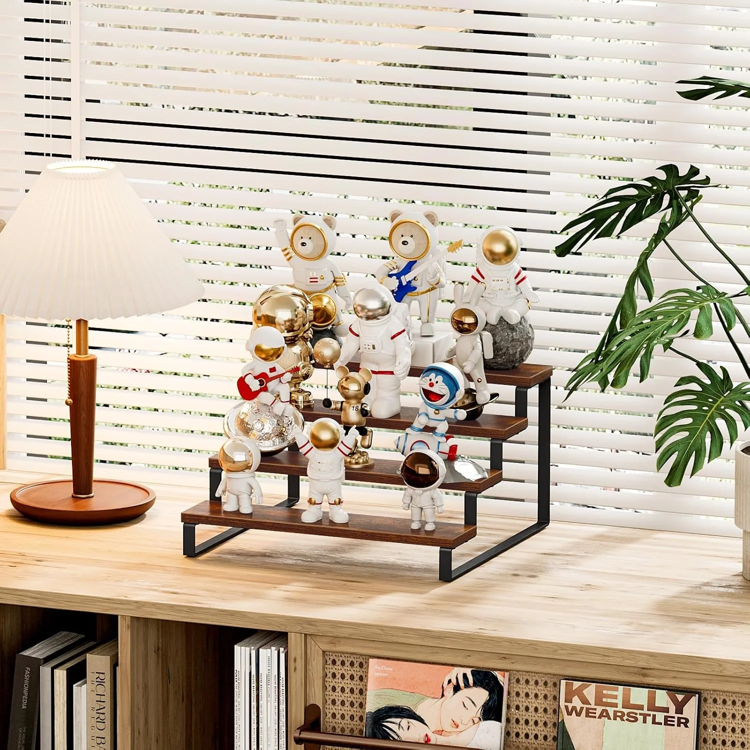 جای ادویه 4 طبقه Giikin، جای ادویه چوبی برای روی میز، قفسه های نگهداری آشپزخانه، پایه نگهدارنده کیک فنجانی، قهوه ای روستایی جای ادویه 4 طبقه Giikin، جای ادویه چوبی برای روی میز، قفسه های نگهداری آشپزخانه، پایه نگهدارنده کیک فنجانی، قهوه ای روستایی