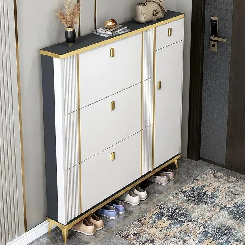جاکفشی چوبی برای سازماندهی کفش‌ها - کابینت کفش محکم با ظرفیت ذخیره‌سازی گسترده (رنگ سفید و سایز 120 * 120 سانتی‌متر)
