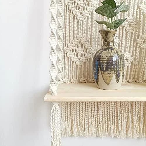 شلف دیواری مکرومه، شلف آویز دیواری KASTWAVE، دکور سازمان دهنده منزل بافته شده، سبد آویز گلدان طناب بوهمی دست ساز سفید، آویز گلدان طنابی پنبه ای برای دکور دیوار منزل شلف دیواری مکرومه، شلف آویز دیواری KASTWAVE، دکور سازمان دهنده منزل بافته شده، سبد آویز گلدان طناب بوهمی دست ساز سفید، آویز گلدان طنابی پنبه ای برای دکور دیوار منزل