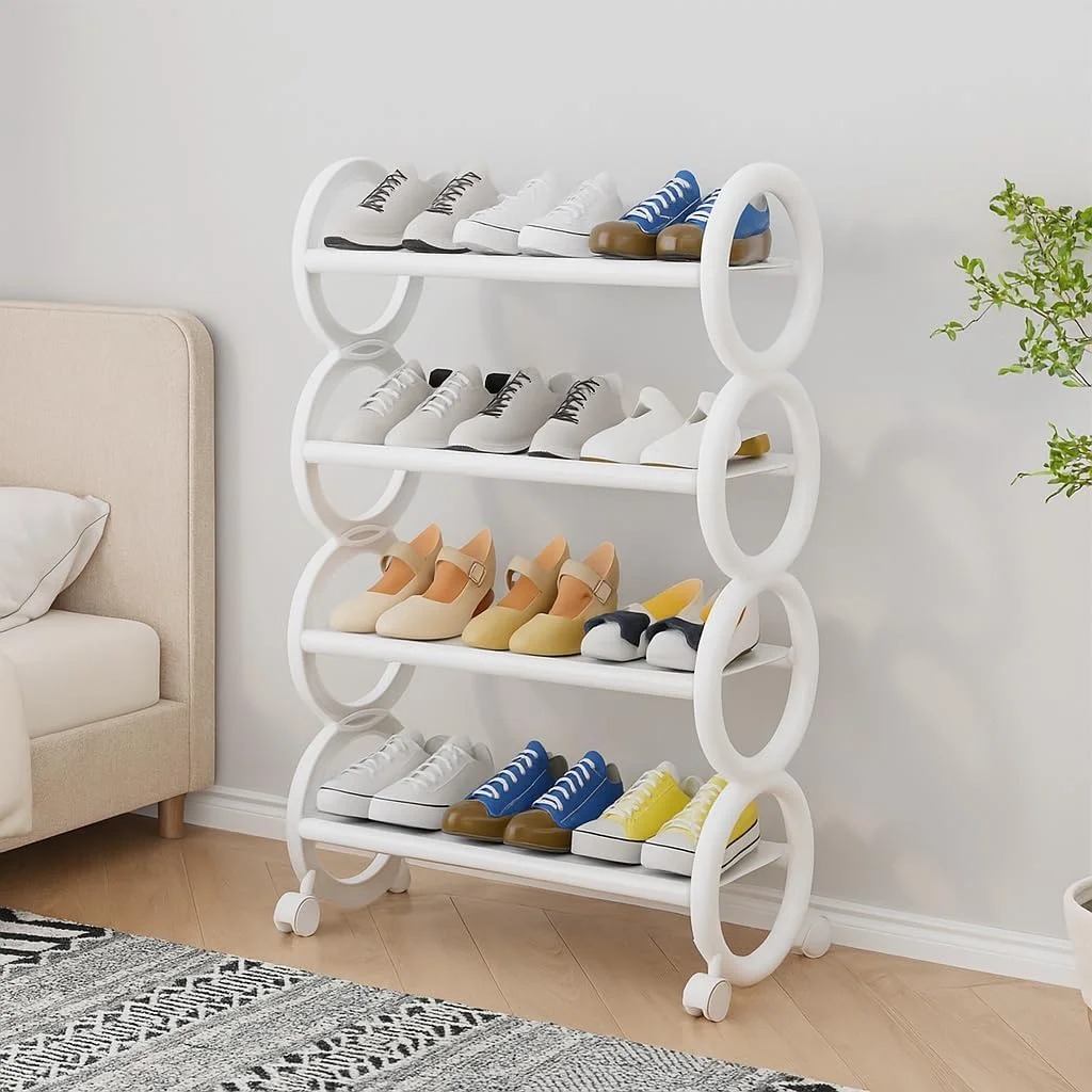 جاکفشی پارچه ای محکم 𝐉𝐎𝐇𝐍'𝐒 𝐃𝐄𝐂𝐎𝐑 با چرخ - سازمان دهنده کفش چند طبقه قابل حمل برای ورودی، اتاق خواب - استند نگهداری کفش متحرک برای چکمه، پاشنه بلند، دمپایی (سفید، 4 طبقه) جاکفشی پارچه ای محکم 𝐉𝐎𝐇𝐍'𝐒 𝐃𝐄𝐂𝐎𝐑 با چرخ - سازمان دهنده کفش چند طبقه قابل حمل برای ورودی، اتاق خواب - استند نگهداری کفش متحرک برای چکمه، پاشنه بلند، دمپایی (سفید، 4 طبقه)