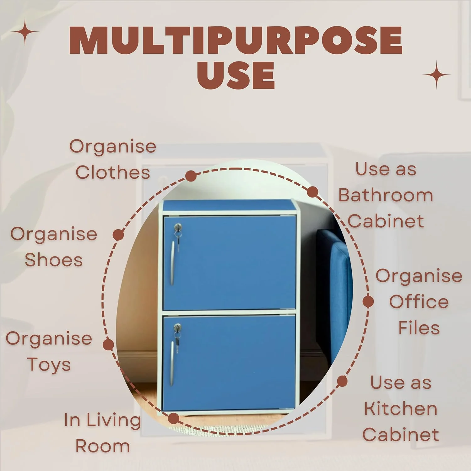 کابینت دو طبقه آبی WT-EASYCARE با درب و قفل - قفسه ذخیره سازی چوبی مهندسی شده برای خانه و دفتر - ایده آل برای ظروف آشپزخانه، لوازم اداری، لوازم ضروری اتاق خواب و اتاق نشیمن و سازماندهی صنایع دستی کابینت دو طبقه آبی WT-EASYCARE با درب و قفل - قفسه ذخیره سازی چوبی مهندسی شده برای خانه و دفتر - ایده آل برای ظروف آشپزخانه، لوازم اداری، لوازم ضروری اتاق خواب و اتاق نشیمن و سازماندهی صنایع دستی