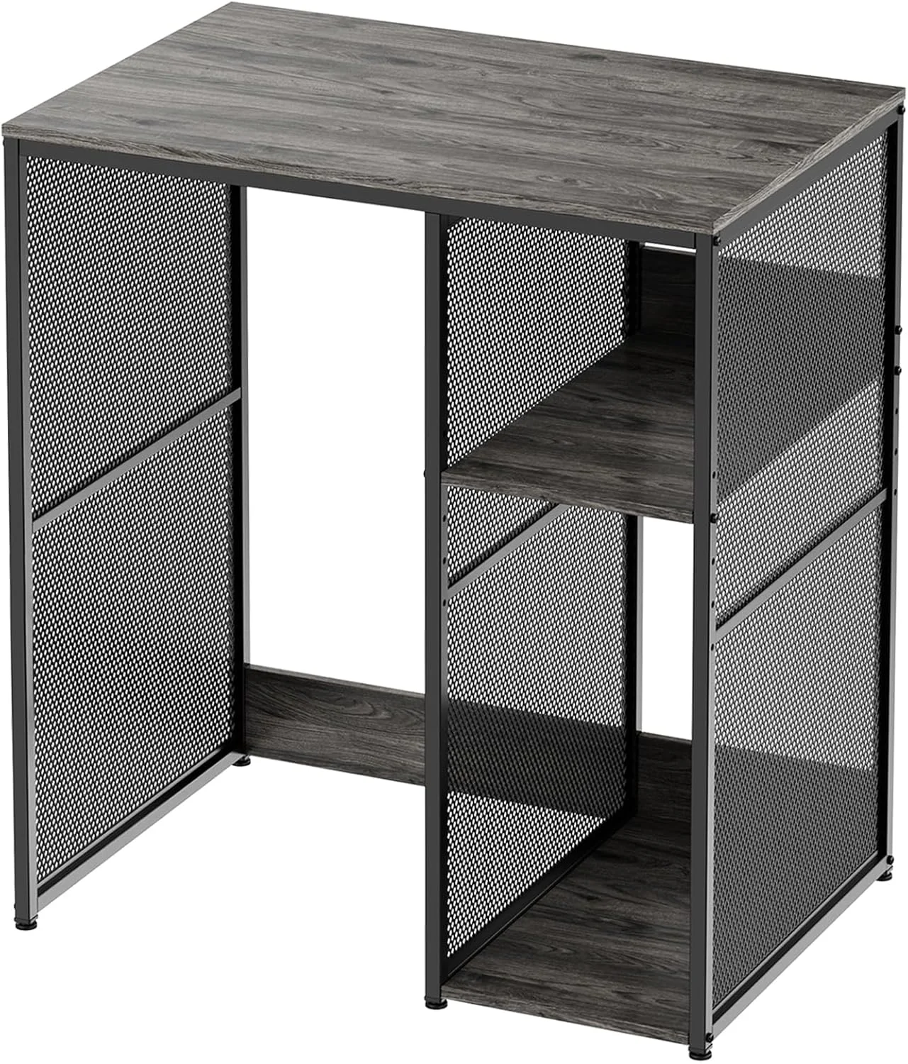 کابینت قهوه ساز 3 طبقه KirKical با فضای مینی یخچال، استند مایکروویو خاکستری روستایی سنگین، قفسه سازمان دهنده ذخیره سازی ابزار برای آشپزخانه منزل، خاکستری تخته سنگی