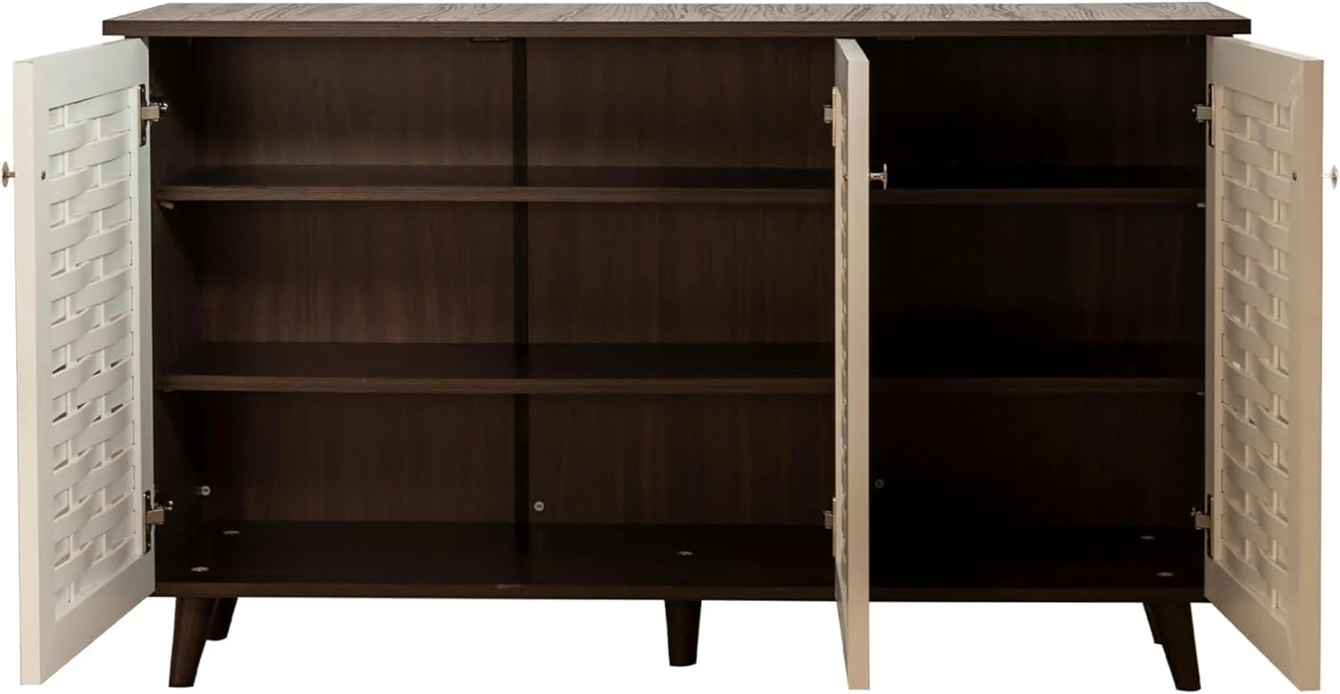 جاکفشی سه درب DeckUp Plank Bei از جنس چوب مهندسی شده با پایه های چوبی (گردویی و سفید، روکش مات) جاکفشی سه درب DeckUp Plank Bei از جنس چوب مهندسی شده با پایه های چوبی (گردویی و سفید، روکش مات)