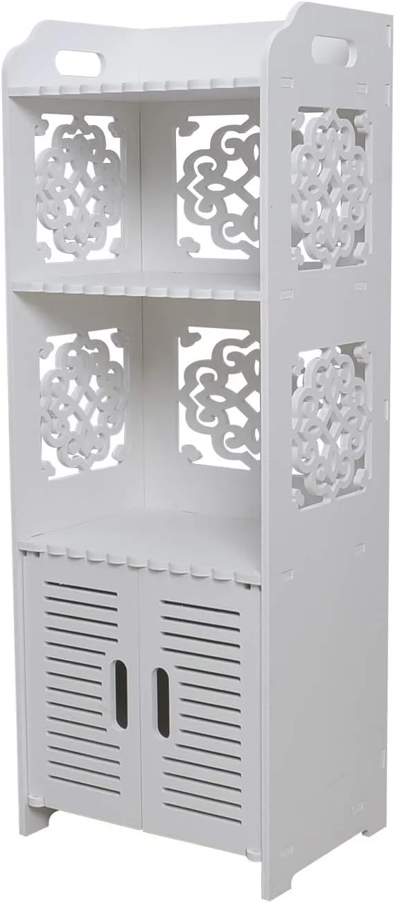 کابینت ذخیره سازی حمام BigTree، قفسه ضد آب ایستاده، قفسه کتاب، مبلمان حمام سفید و مقاوم برای اتاق نشیمن، اتاق خواب، راهروی آشپزخانه، کمد باریک و بلند فروشگاه خانگی