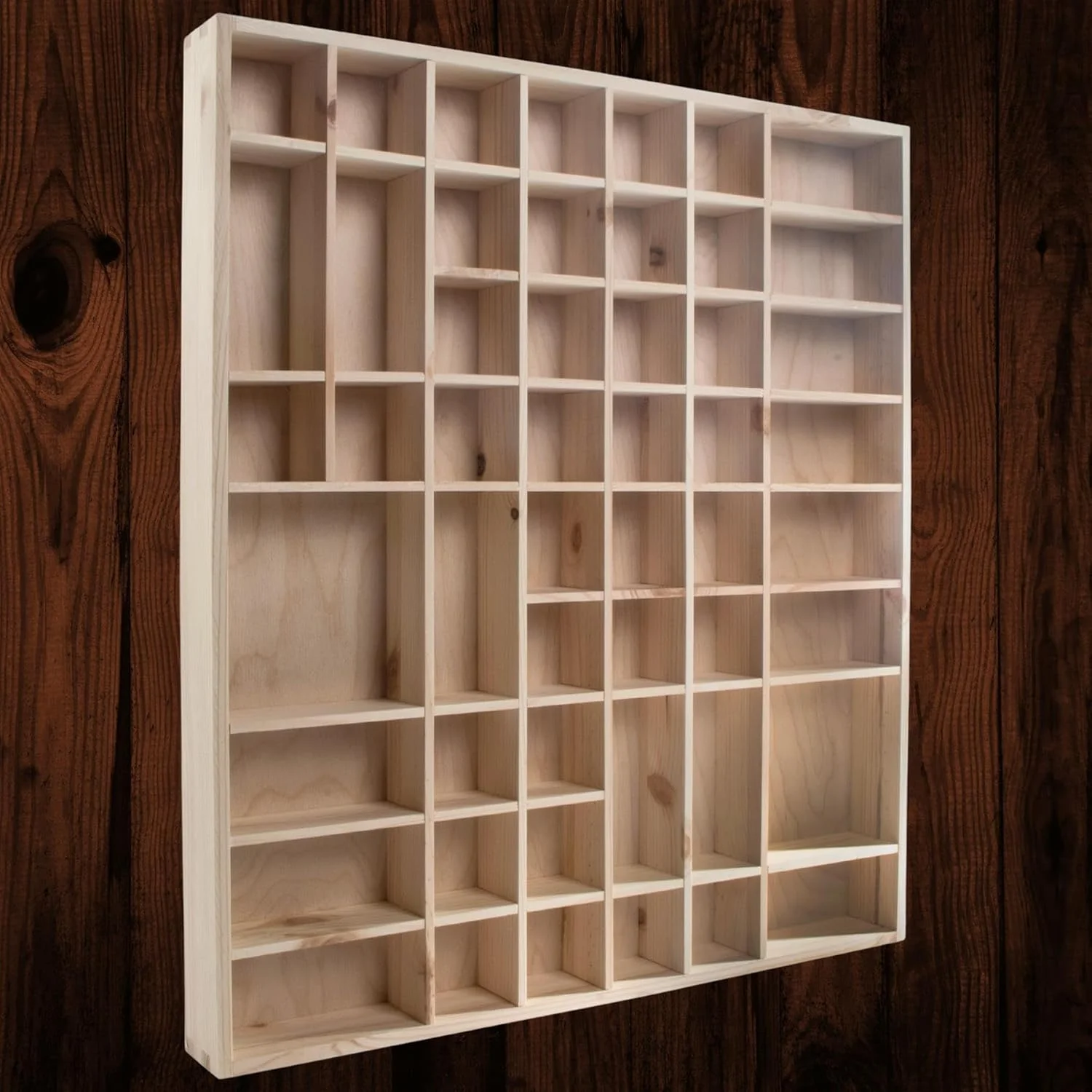 کابینت ویترینی دیواری چوبی بزرگ WooDeeDoo | 51 محفظه | 52 x 46 x 5 سانتی متر | واحد آویز دیواری سازمان دهنده سوغاتی | چوب تزئینی رنگ نشده و فرآوری نشده کابینت ویترینی دیواری چوبی بزرگ WooDeeDoo | 51 محفظه | 52 x 46 x 5 سانتی متر | واحد آویز دیواری سازمان دهنده سوغاتی | چوب تزئینی رنگ نشده و فرآوری نشده