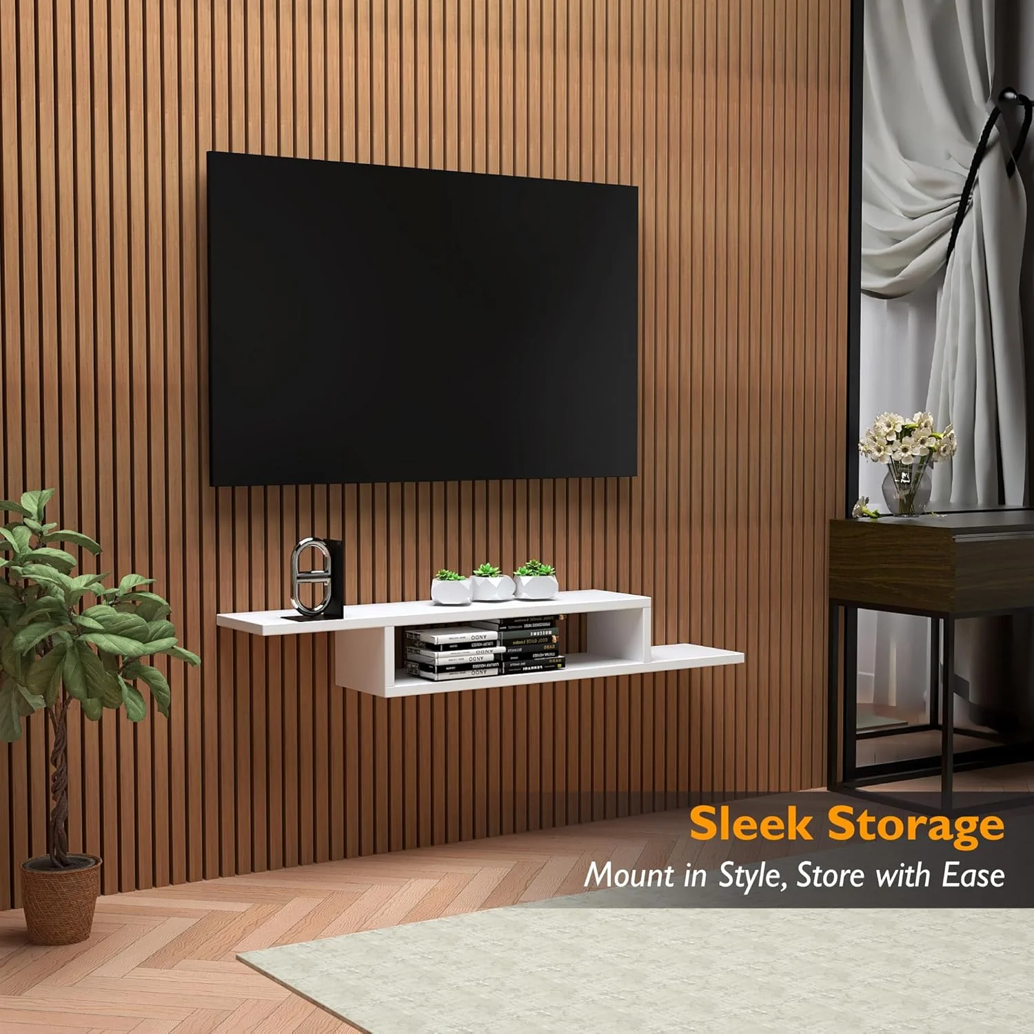 کابینت دیواری تلویزیون RIGID، کنسول چوبی شناور با قفسه های باز برای اتاق نشیمن، اتاق خواب، راهروی خانه، دفتر کار (مونتاژ DIY، سفید، 24D x 135W x 18.5H CM) کابینت دیواری تلویزیون RIGID، کنسول چوبی شناور با قفسه های باز برای اتاق نشیمن، اتاق خواب، راهروی خانه، دفتر کار (مونتاژ DIY، سفید، 24D x 135W x 18.5H CM)