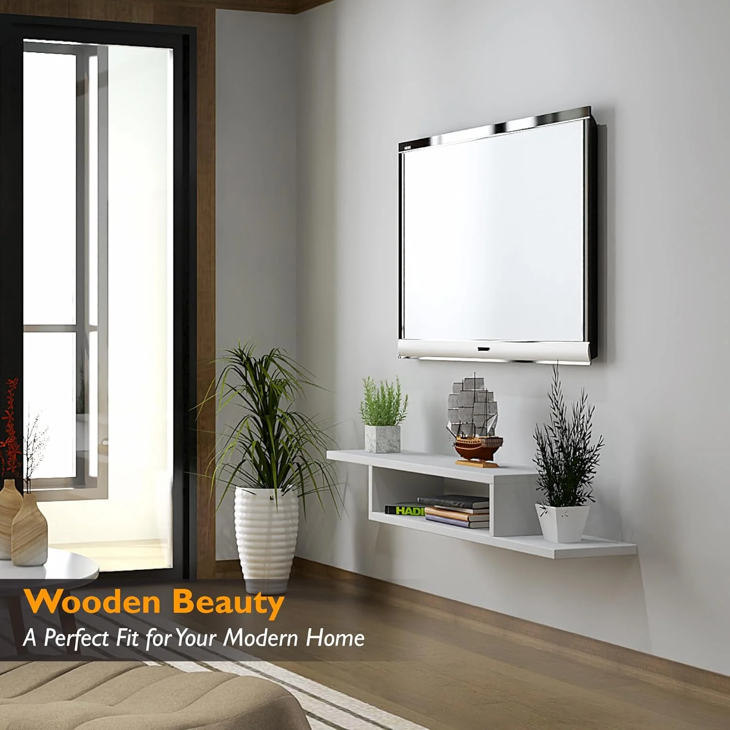 کابینت دیواری تلویزیون RIGID، کنسول چوبی شناور با قفسه های باز برای اتاق نشیمن، اتاق خواب، راهروی خانه، دفتر کار (مونتاژ DIY، سفید، 24D x 135W x 18.5H CM) کابینت دیواری تلویزیون RIGID، کنسول چوبی شناور با قفسه های باز برای اتاق نشیمن، اتاق خواب، راهروی خانه، دفتر کار (مونتاژ DIY، سفید، 24D x 135W x 18.5H CM)