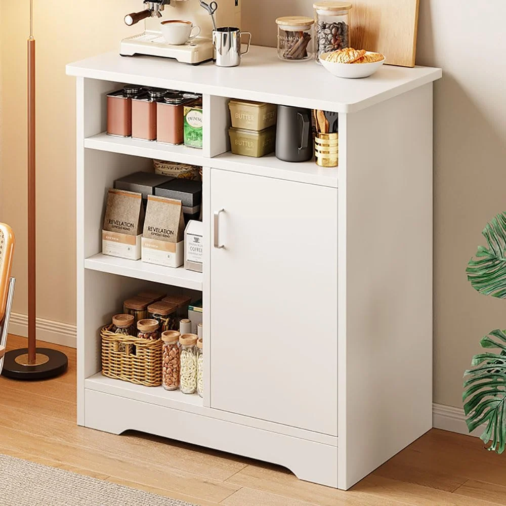 کابینت آشپزخانه، کابینت ذخیره سازی چوبی با درب و قفسه های باز برای اتاق نشیمن، اتاق خواب و آشپزخانه، کابینت بوفه کوچک برای چای و قهوه، ZWG004 (سفید) کابینت آشپزخانه، کابینت ذخیره سازی چوبی با درب و قفسه های باز برای اتاق نشیمن، اتاق خواب و آشپزخانه، کابینت بوفه کوچک برای چای و قهوه، ZWG004 (سفید)